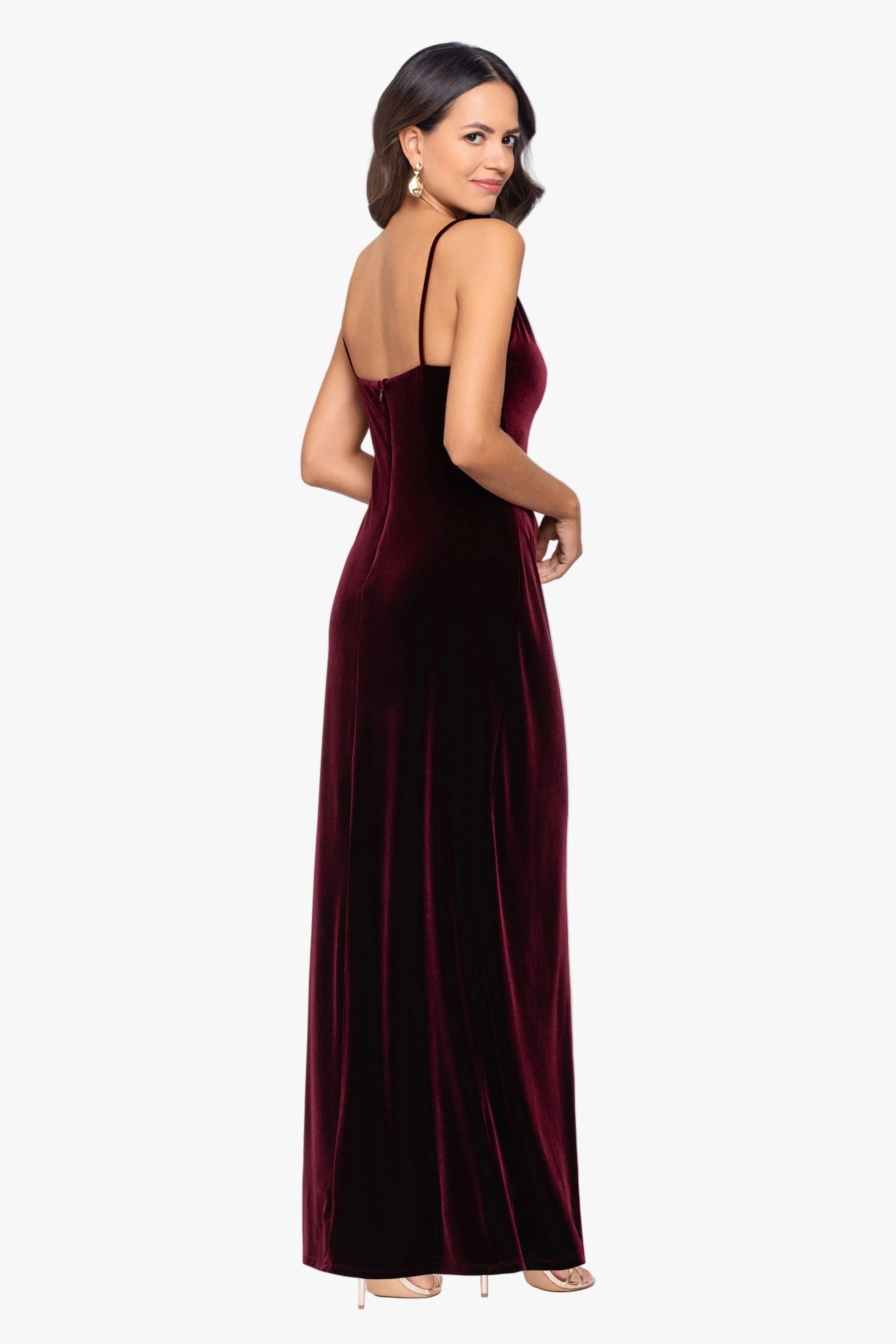 Petite "Allison" Velvet Cami Wrap Dress
