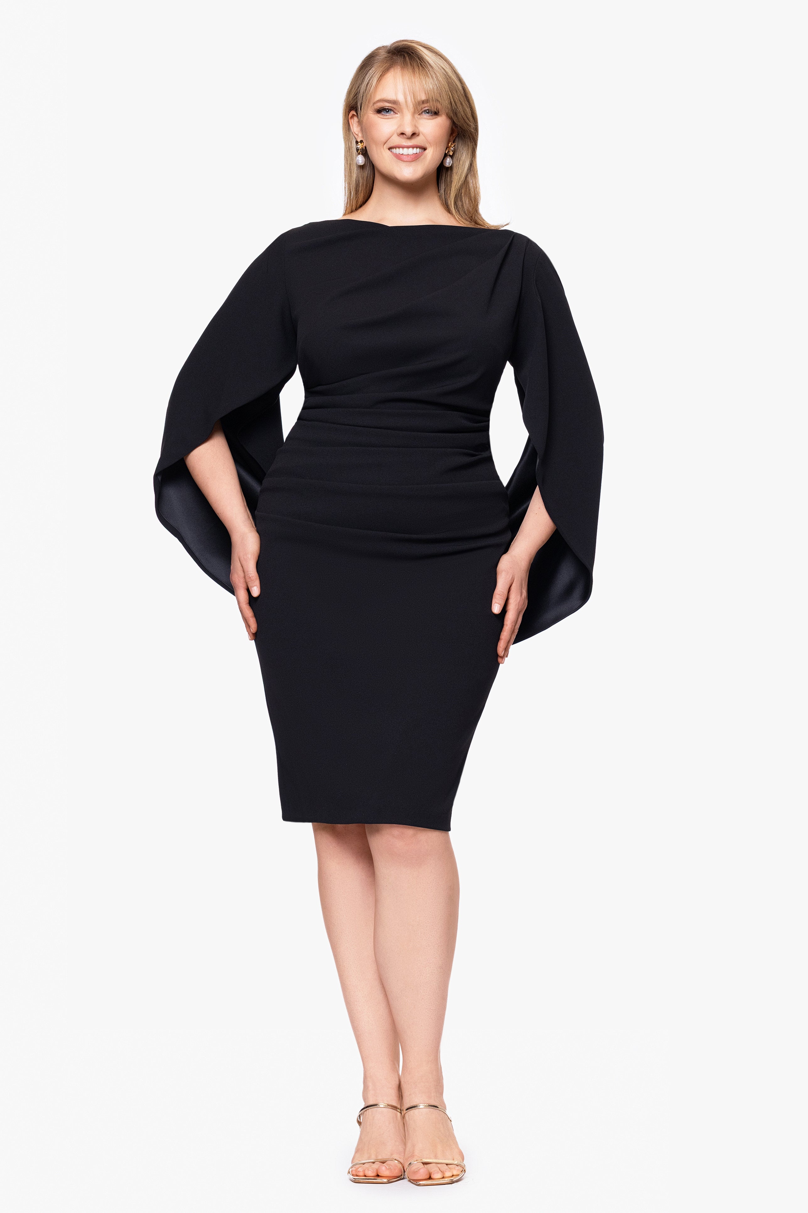 Plus "Jordan" Short Scuba Crepe Drape Back Dress