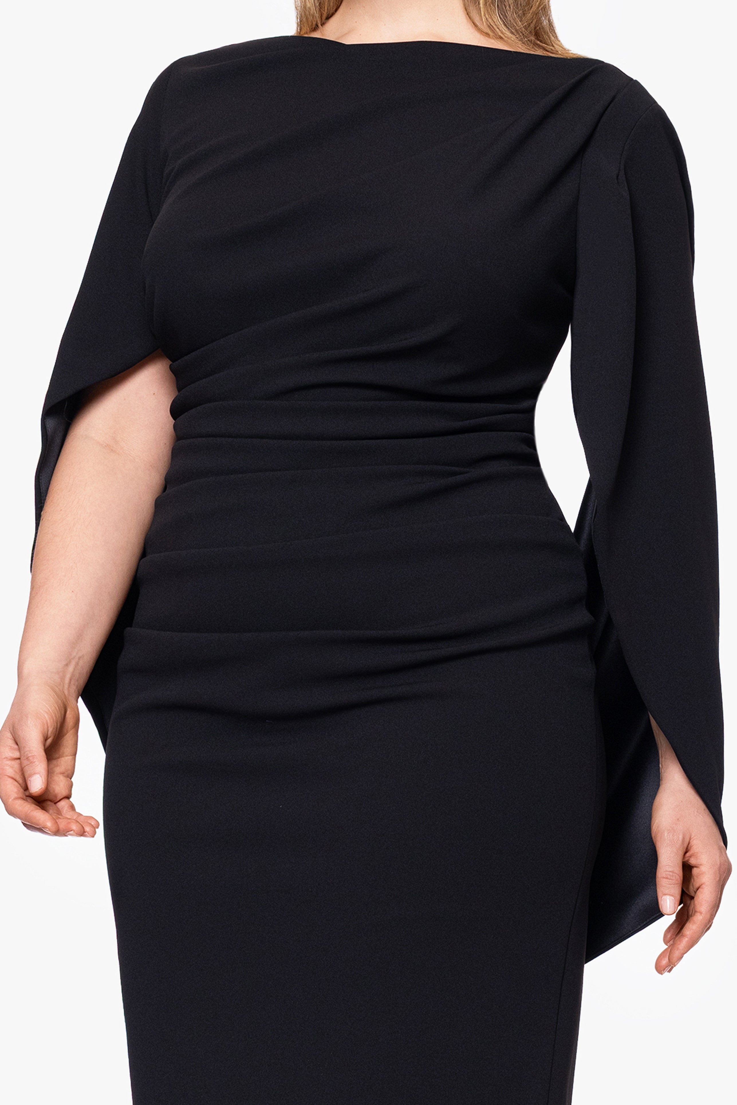 Plus "Jordan" Short Scuba Crepe Drape Back Dress