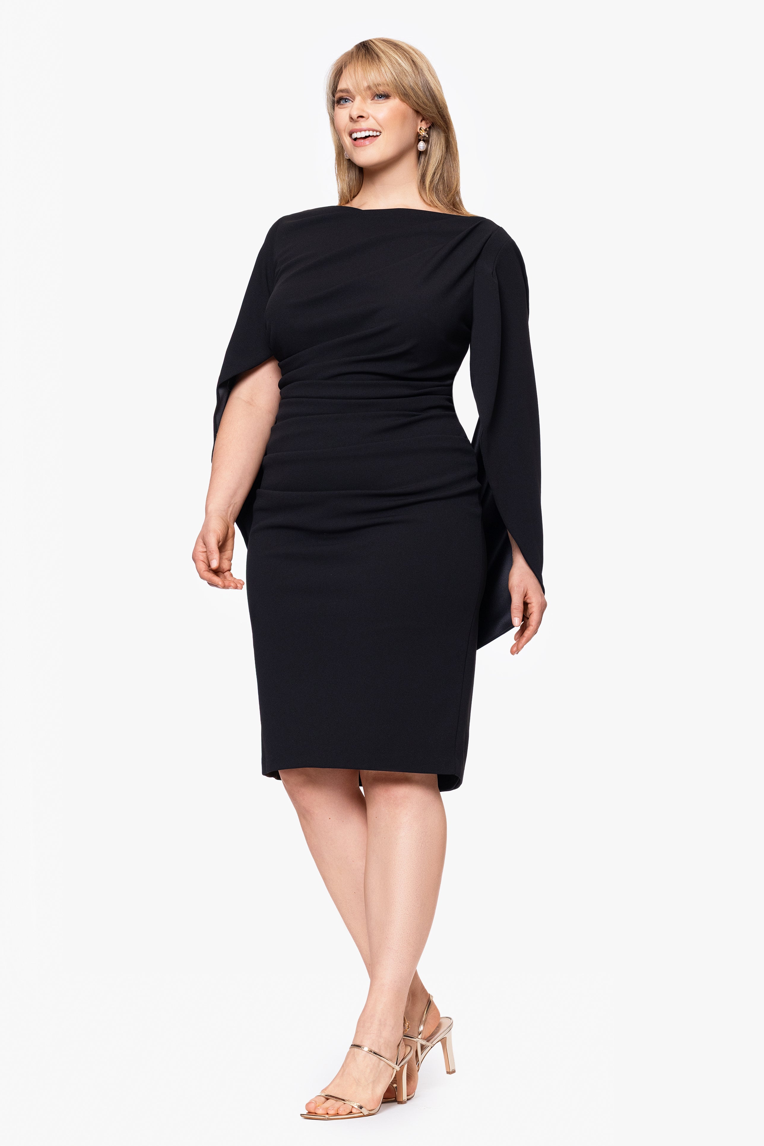 Plus "Jordan" Short Scuba Crepe Drape Back Dress