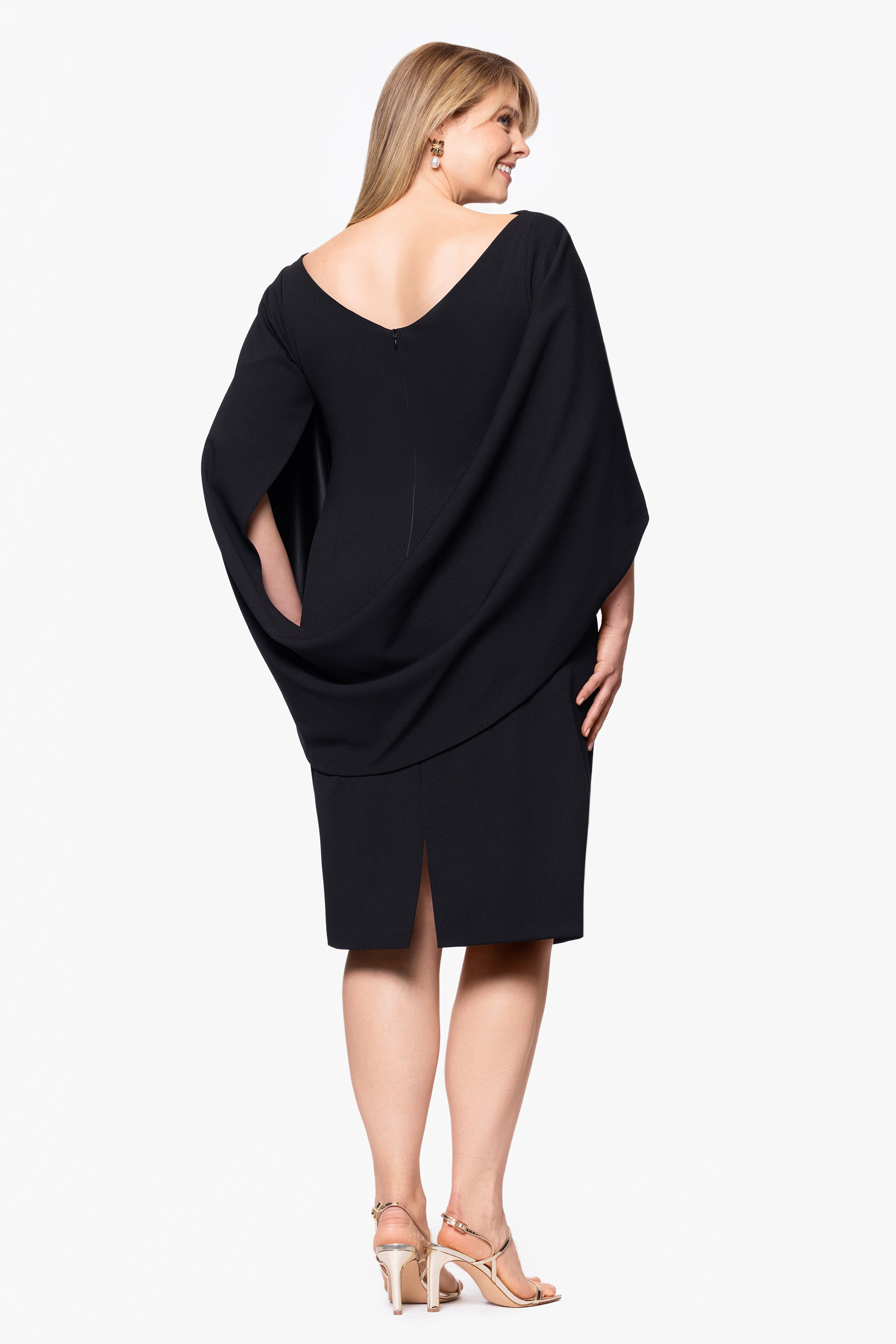 Plus "Jordan" Short Scuba Crepe Drape Back Dress