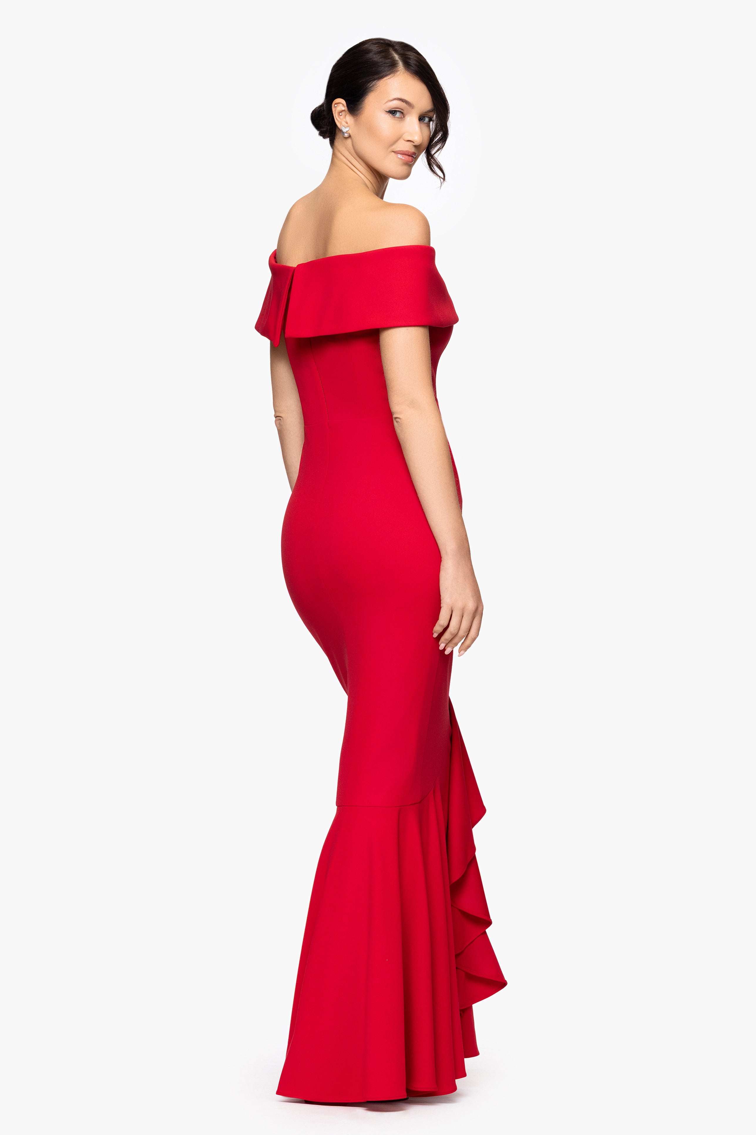 "Carina" Long Off the Shoulder Ruffle Dress