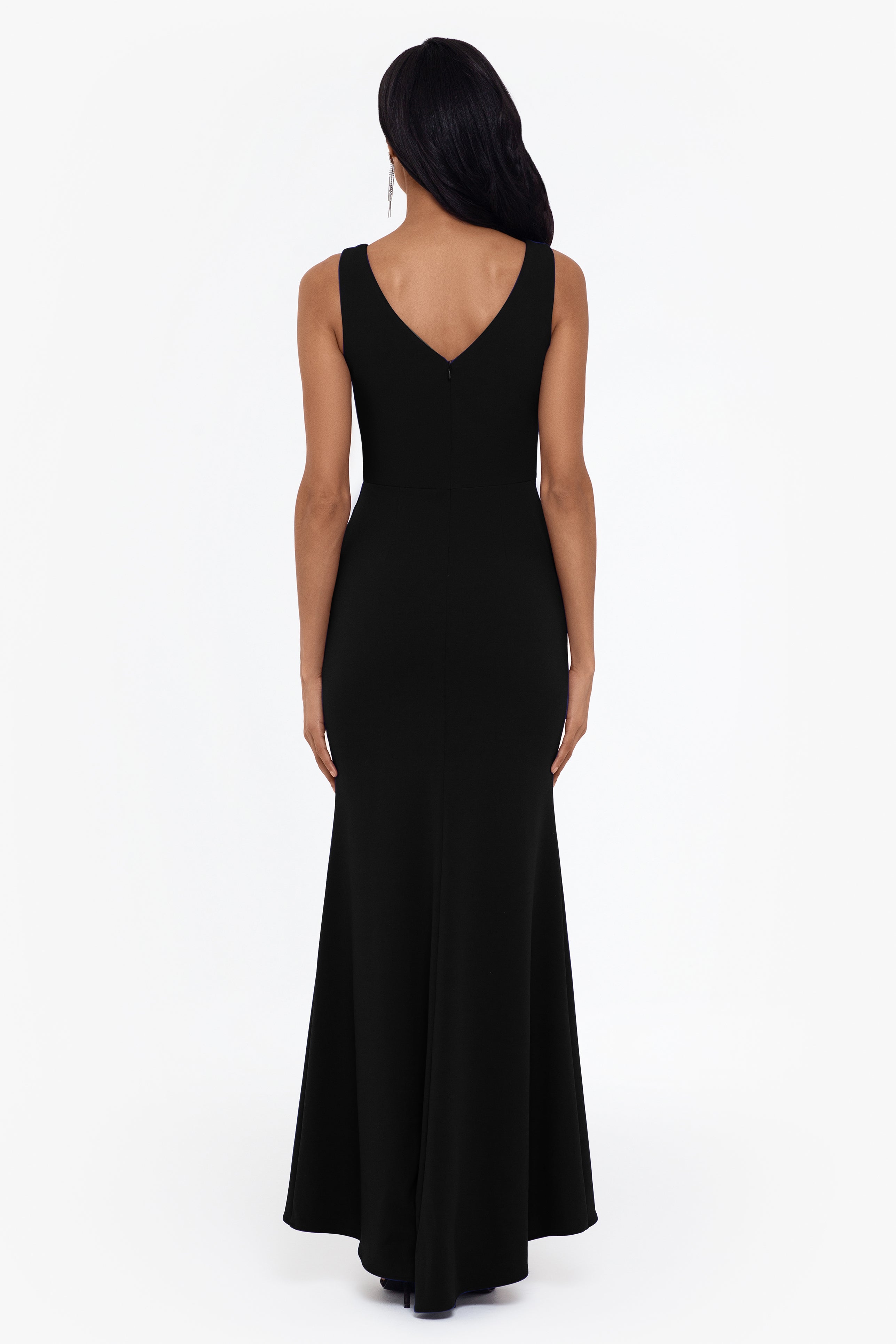 "Christine" Scuba Crepe Ruffled Bow Dress