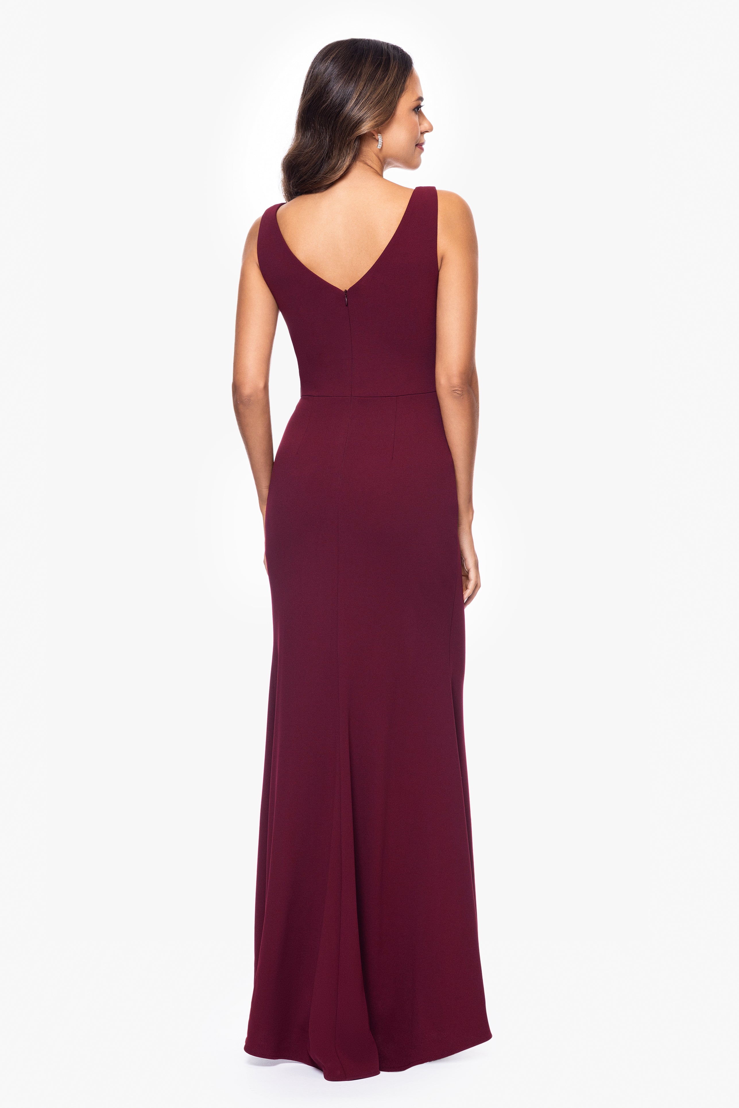 "Christine" Scuba Crepe Ruffled Bow Dress