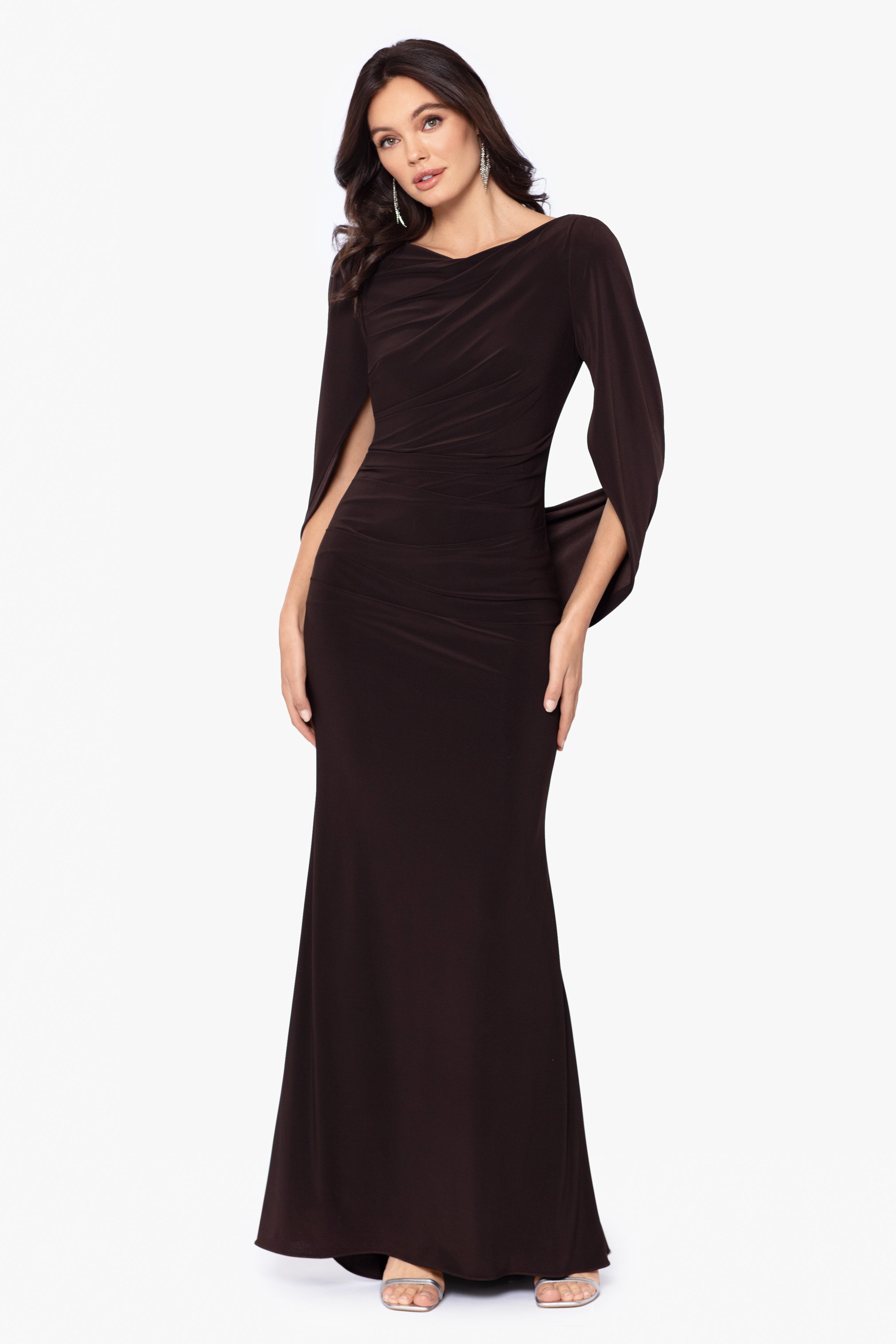 “Miriam” Jersey Knit Draped Back Dress