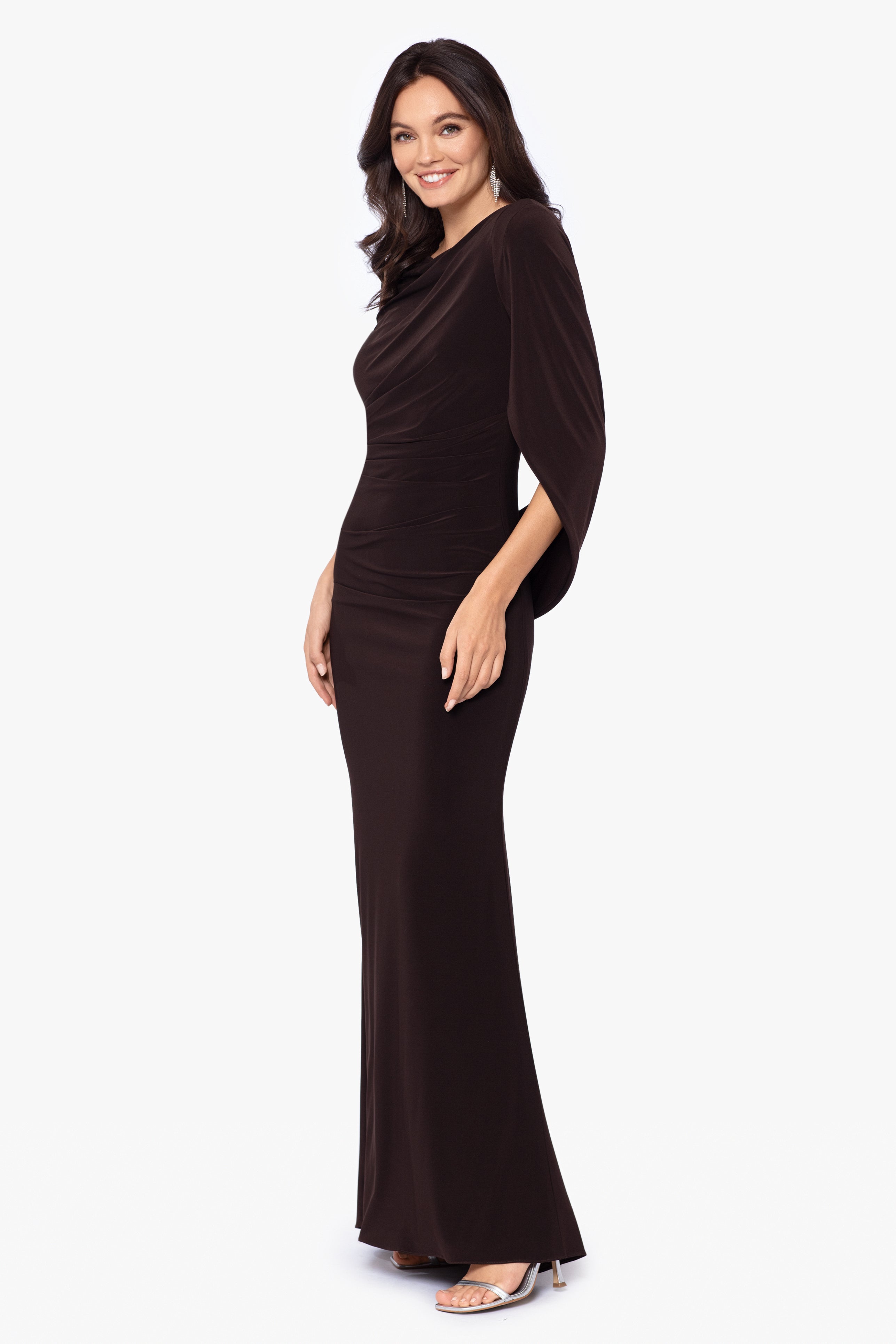 “Miriam” Jersey Knit Draped Back Dress