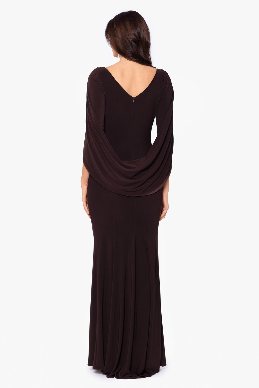"Miriam" Long Jersey Draped Back Gown