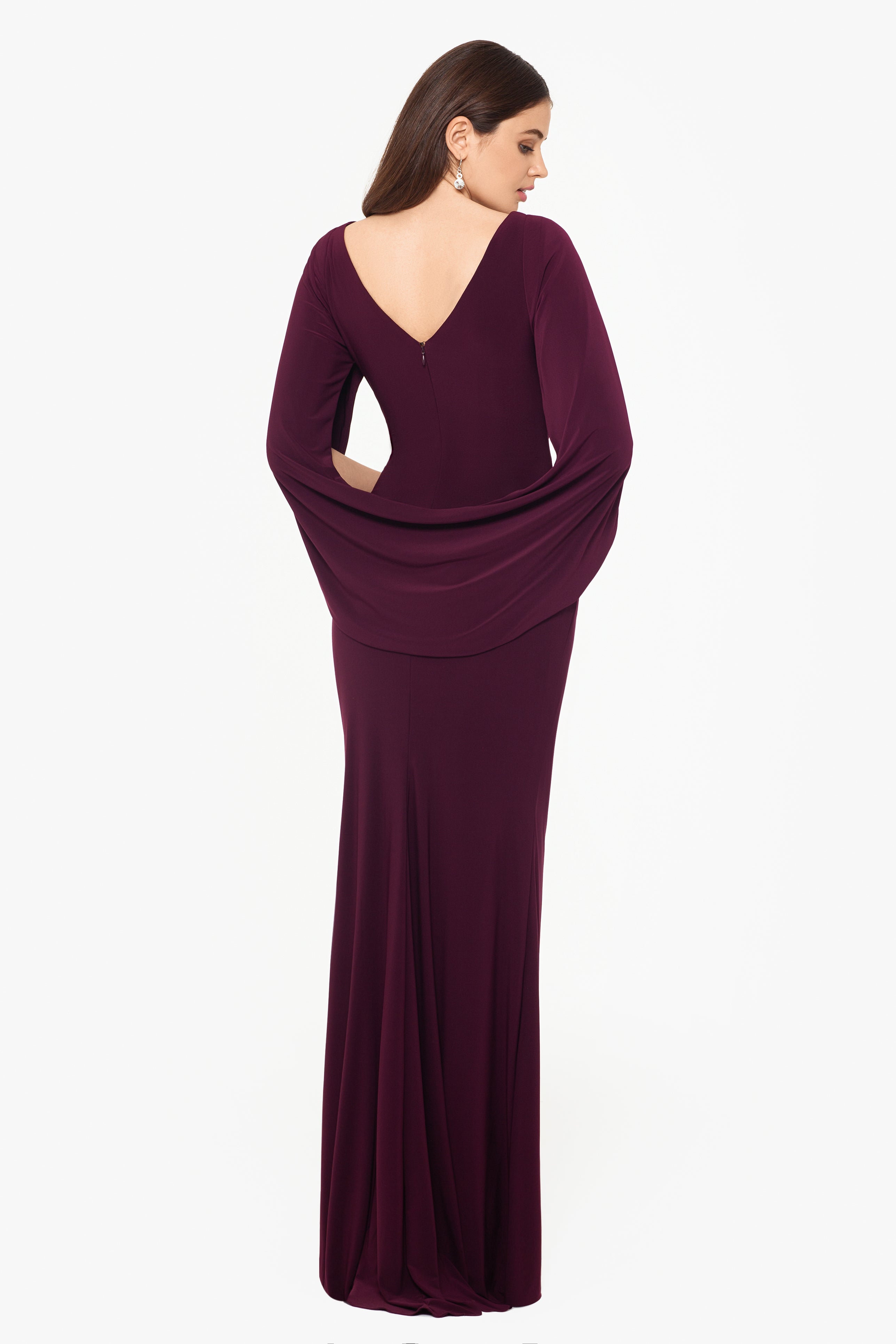 “Miriam” Jersey Knit Draped Back Dress