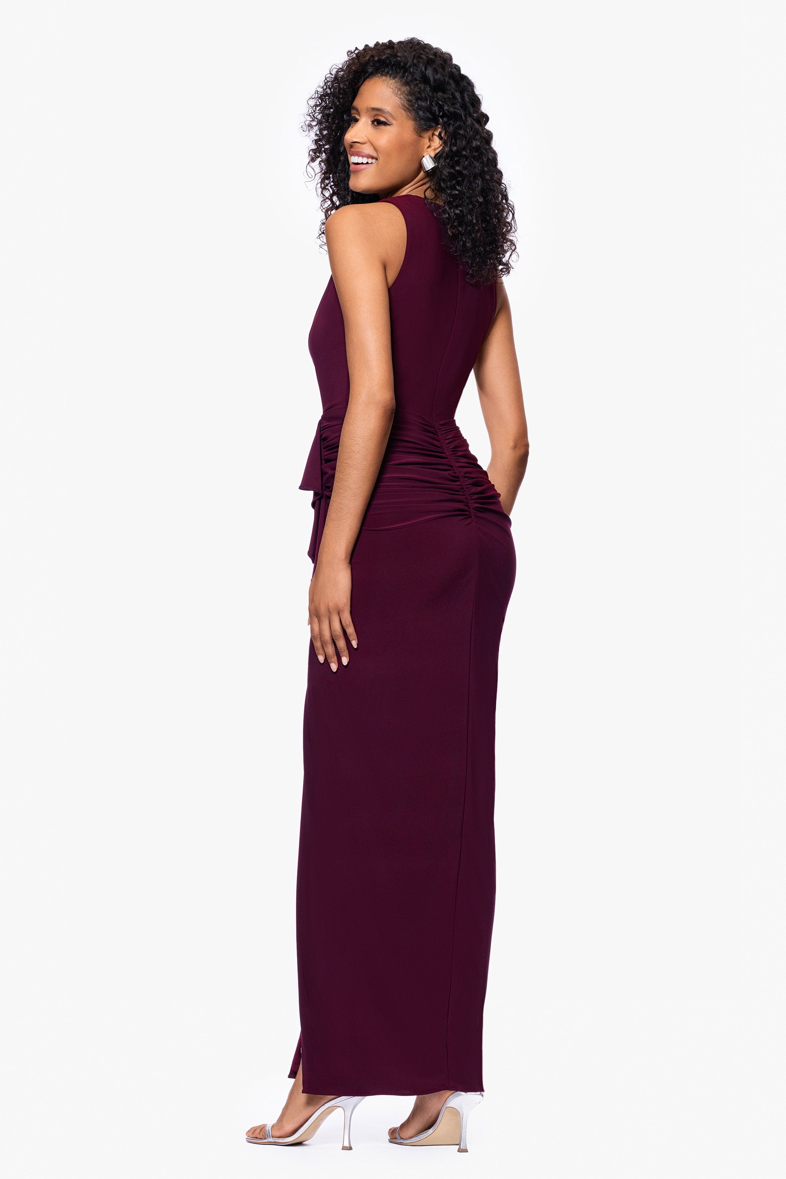 "Bobbi" Ruffled V-Neck Gown