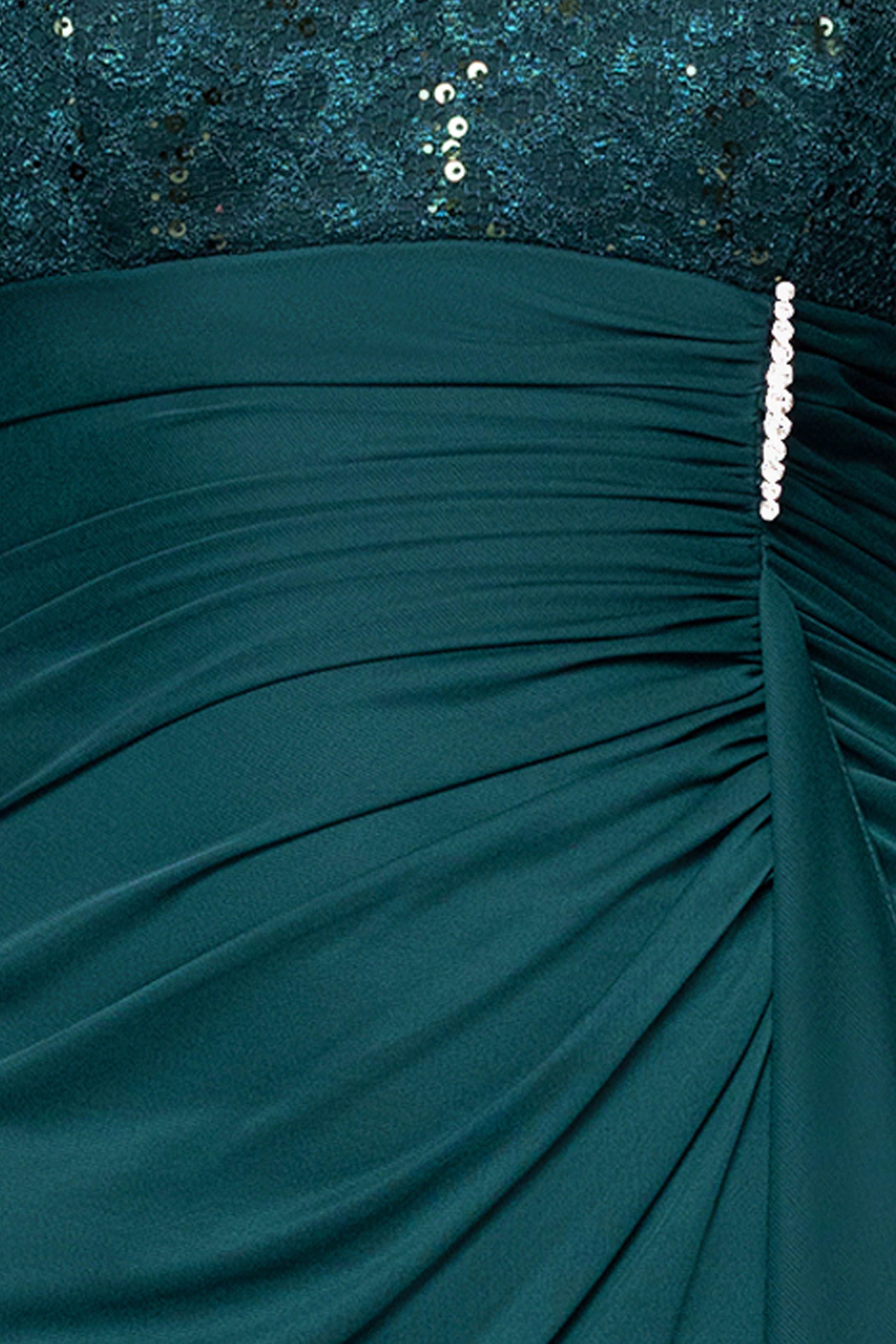 "Johanna" 3/4 Sleeve Sheer Matte Jersey Long Dress