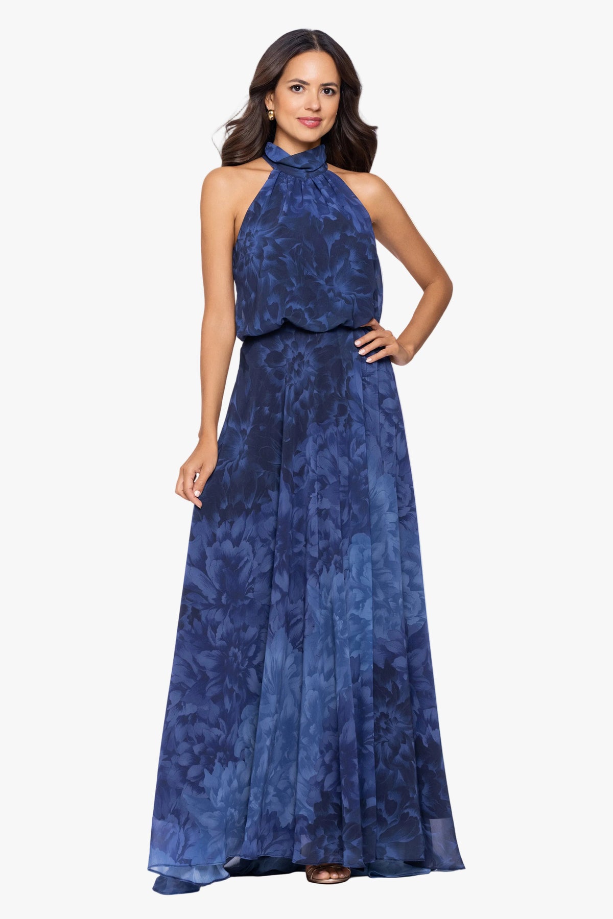 "Tami" Chiffon Print High Halter Neck Dress