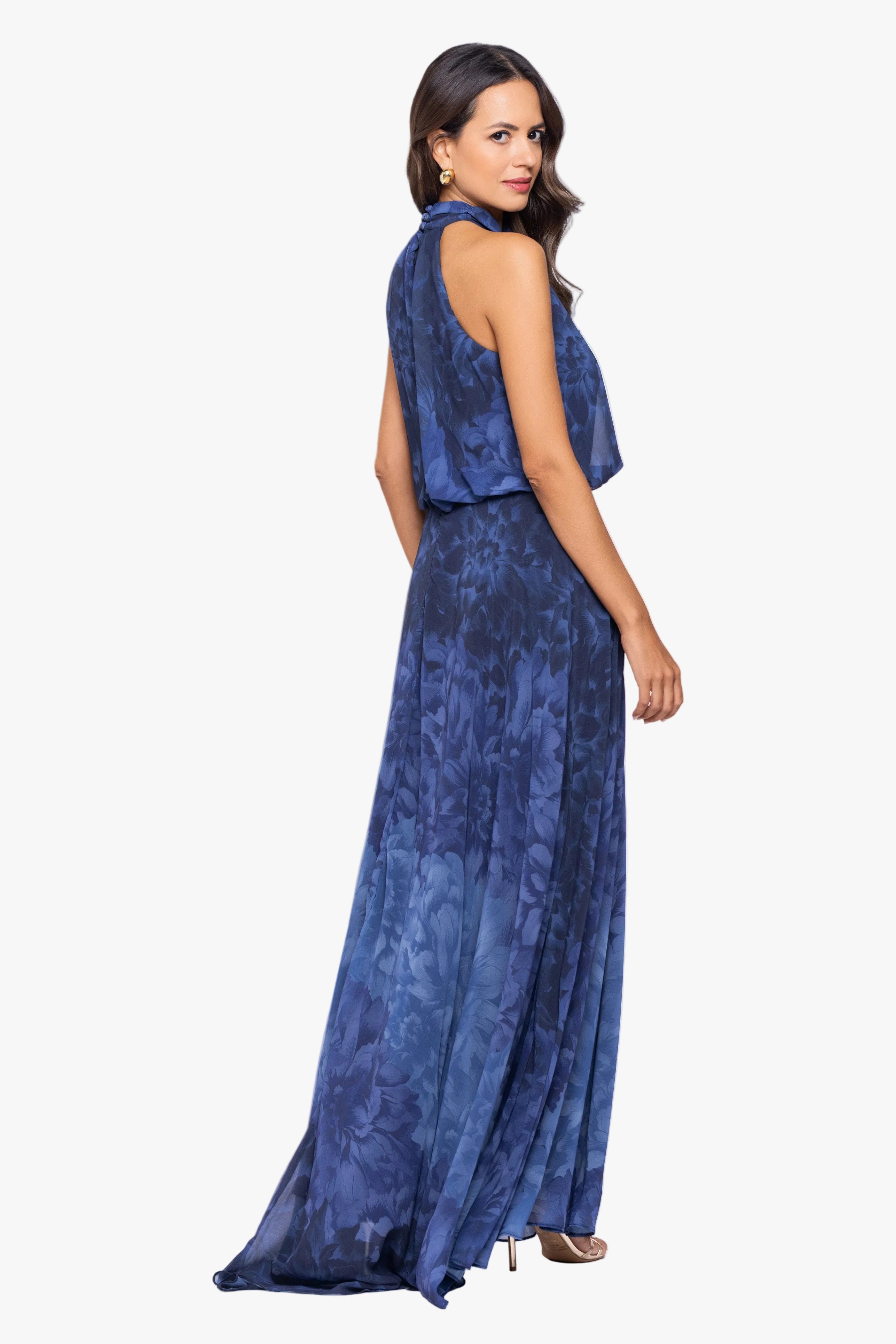 "Tami" Chiffon Print High Halter Neck Dress
