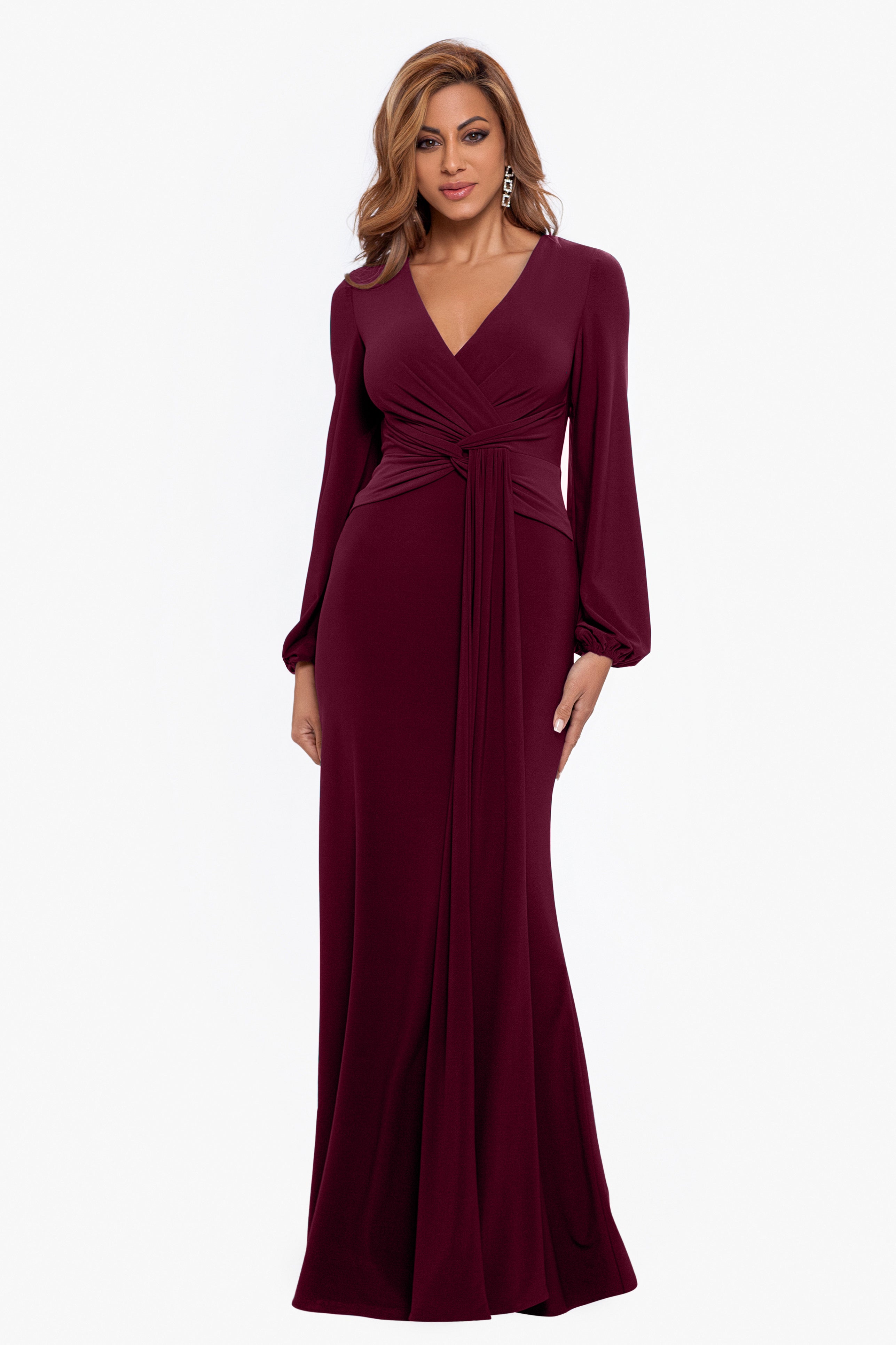 Petite "Hadley" Floor Length Stretch Knit Gown
