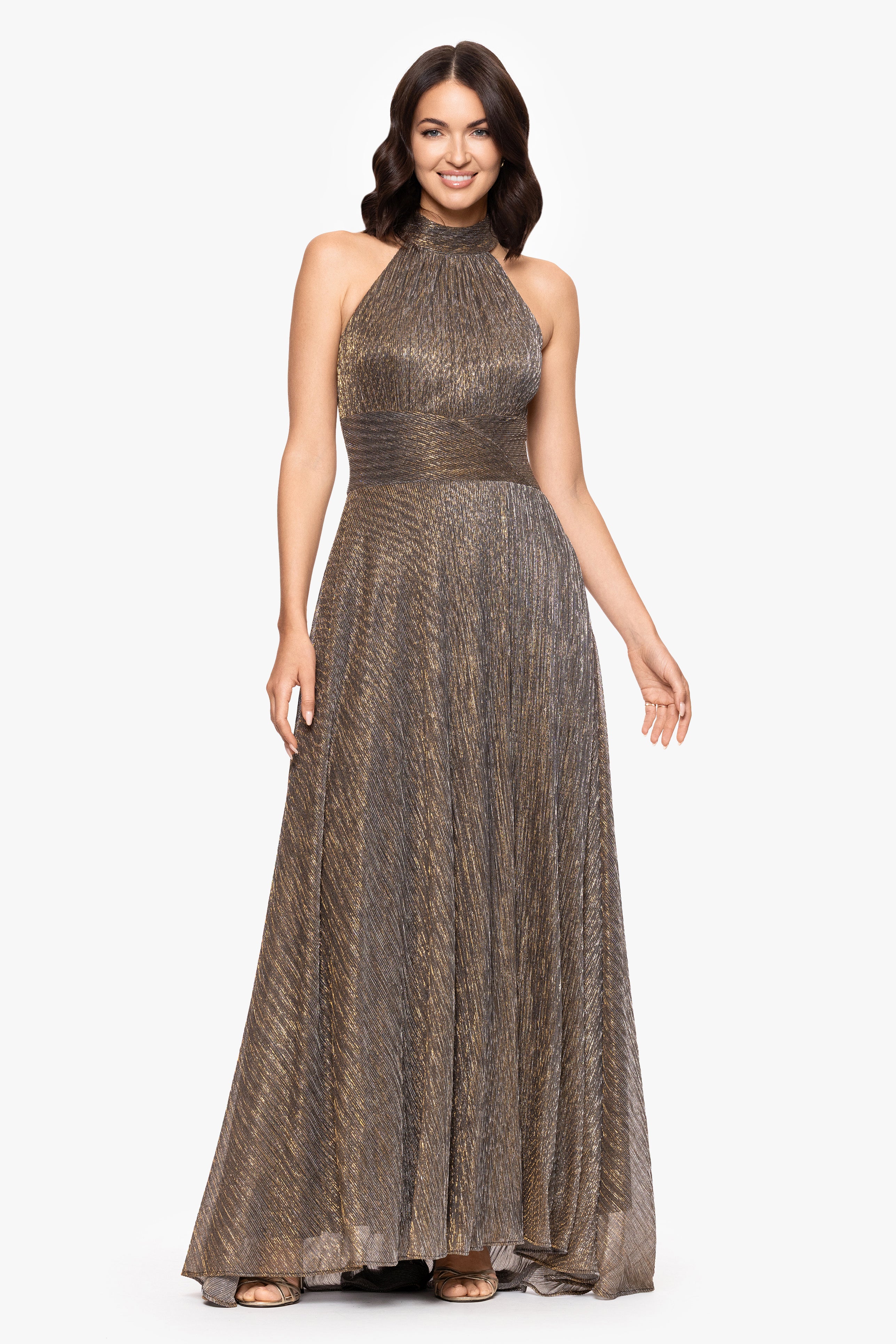 "Stella" Long Crinkle Halter Wrap Skirt Dress