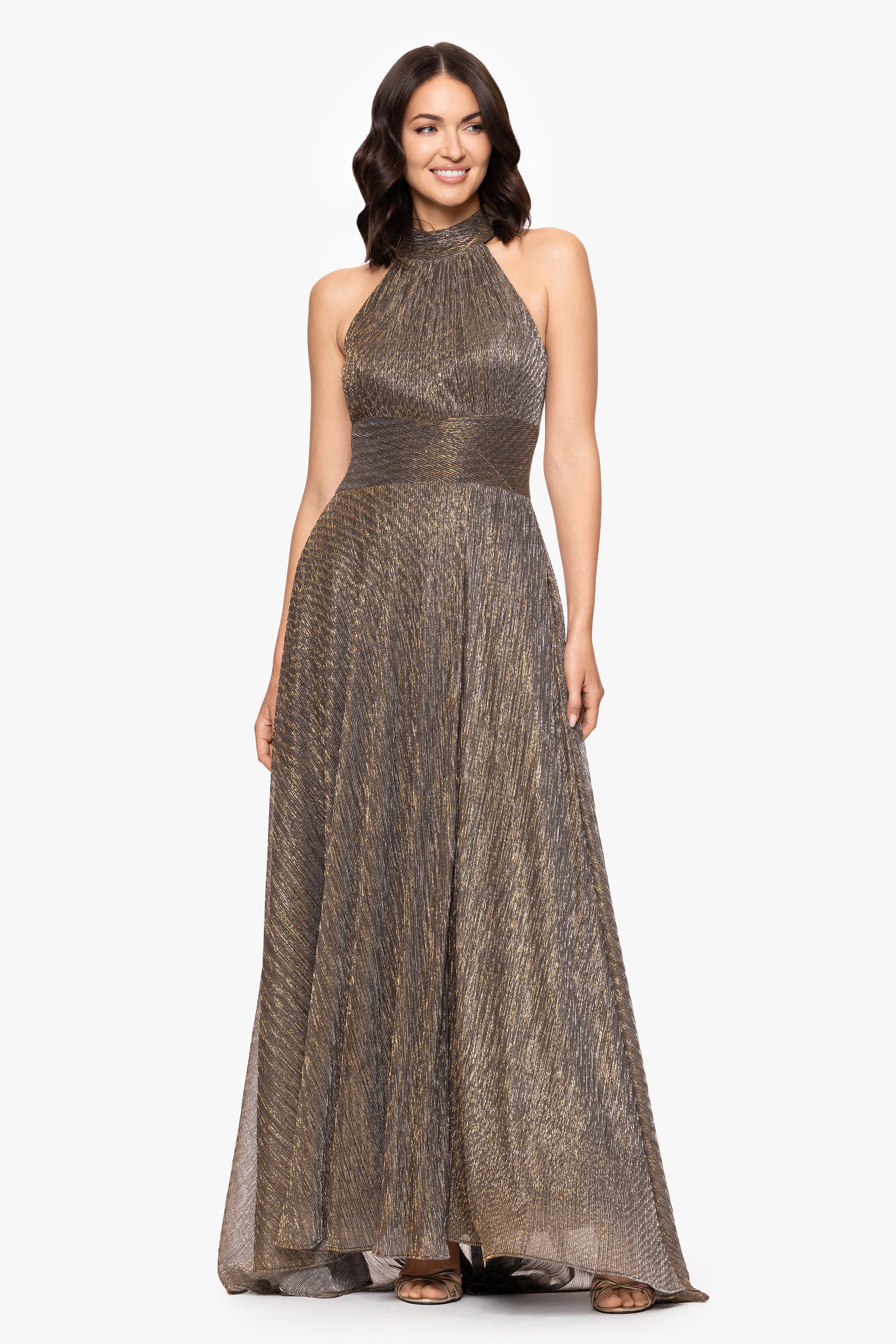 "Stella" Long Crinkle Halter Wrap Skirt Dress