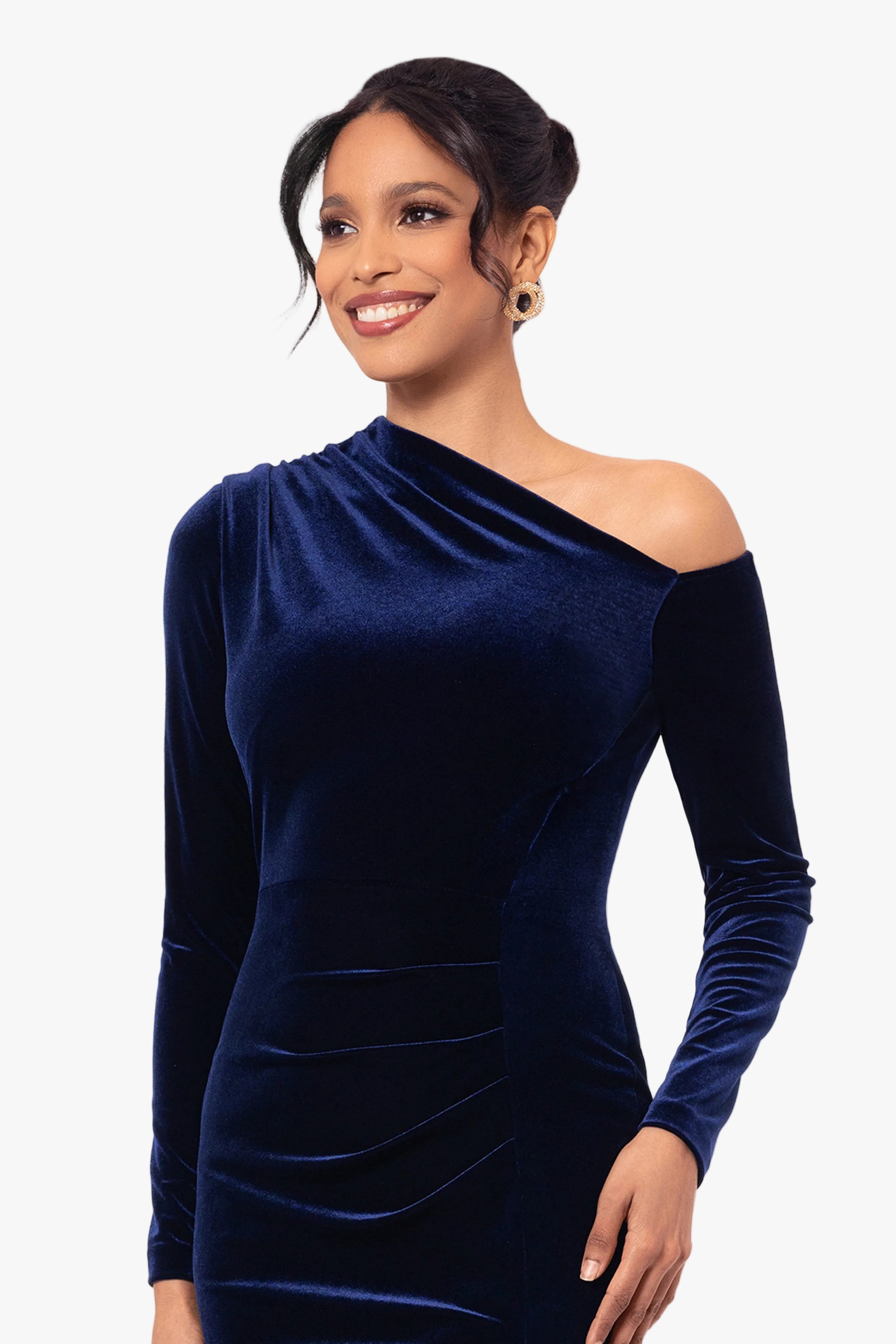 "Annette" Velvet Off Shoulder Long Sleeve Dress