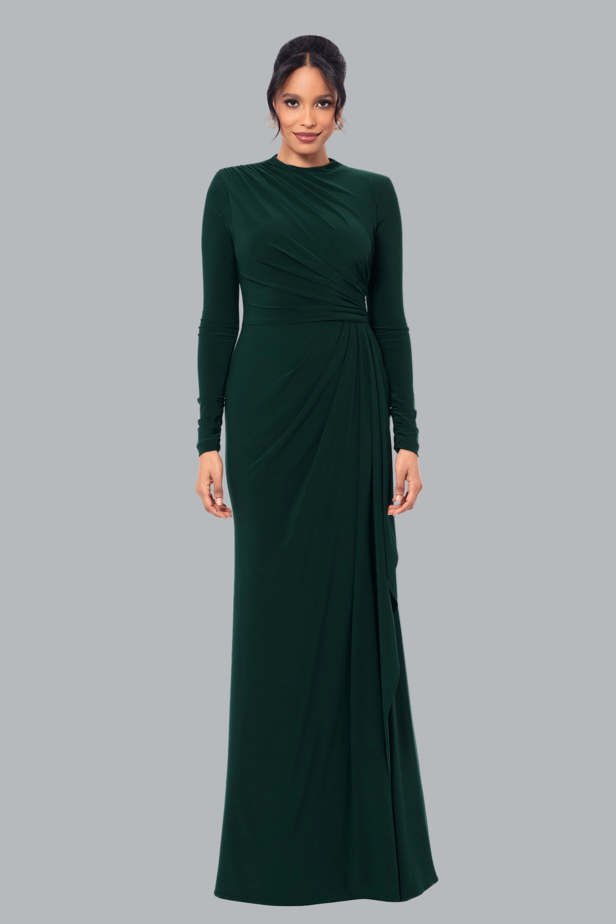 Petite "Jeanette" Stretch Knit Long Sleeve Dress