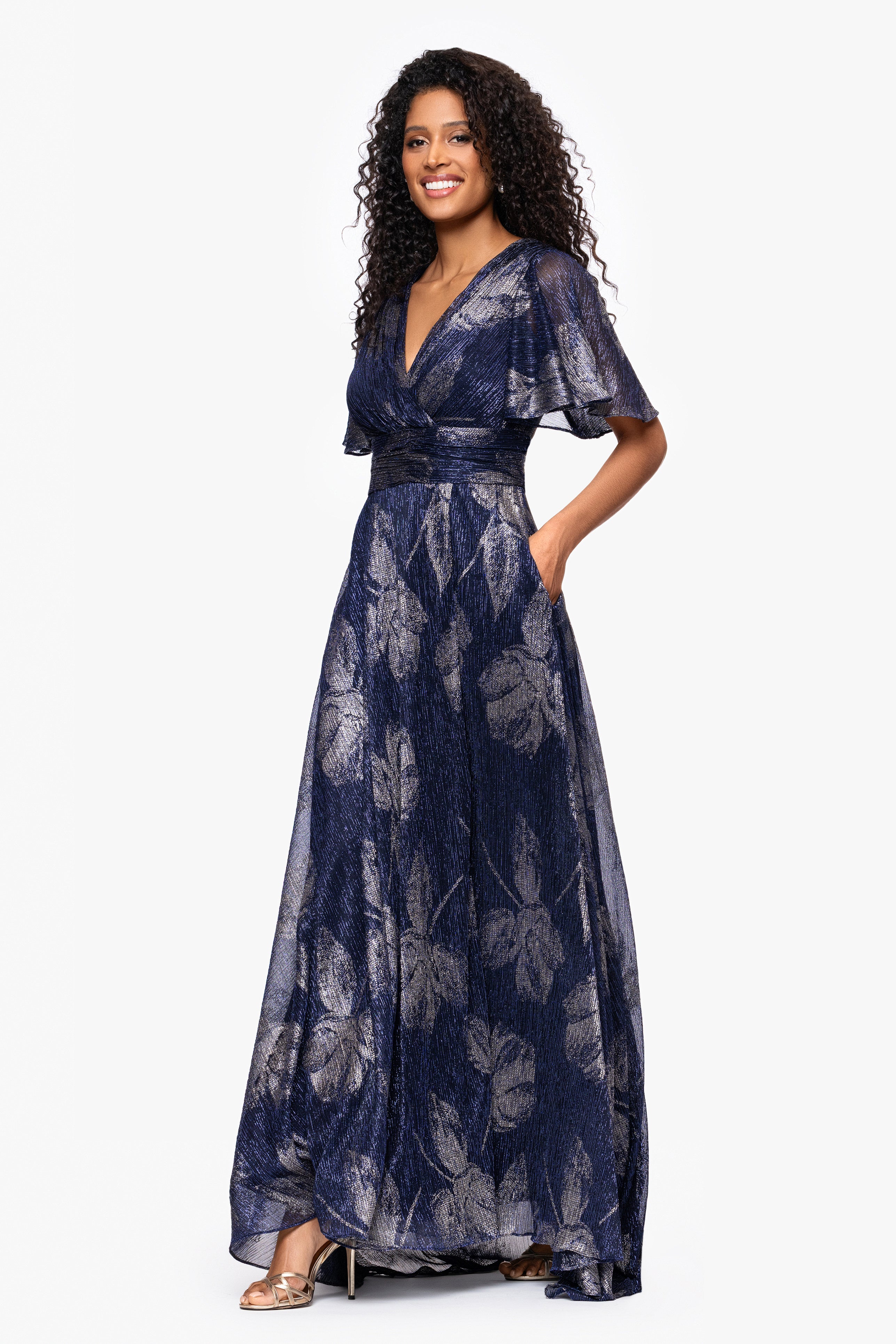 "Chloe" Long Short Sleeve Print Dress