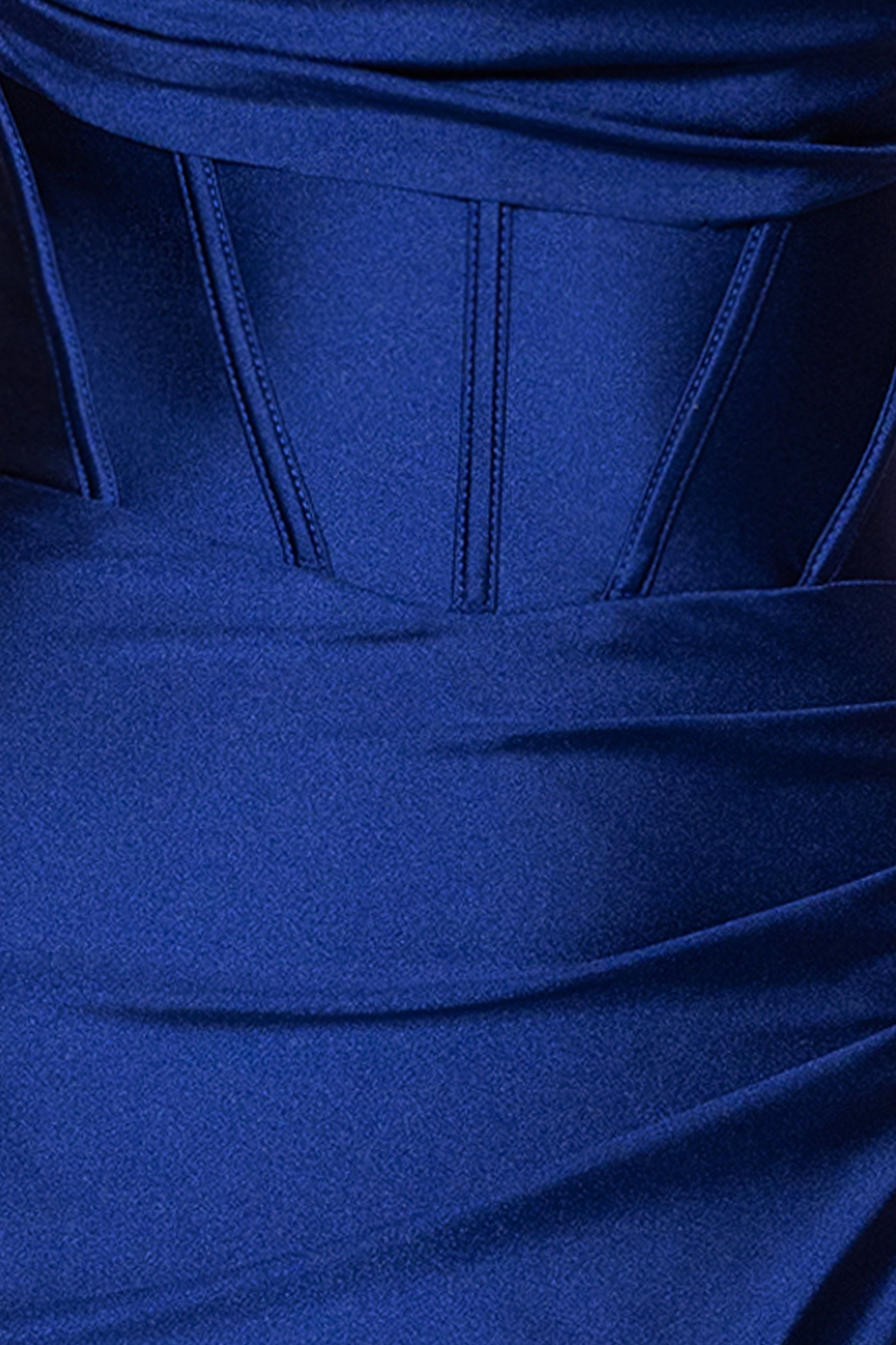 Petite "Talia" Long Sateen Corset Lace Up Back Dress