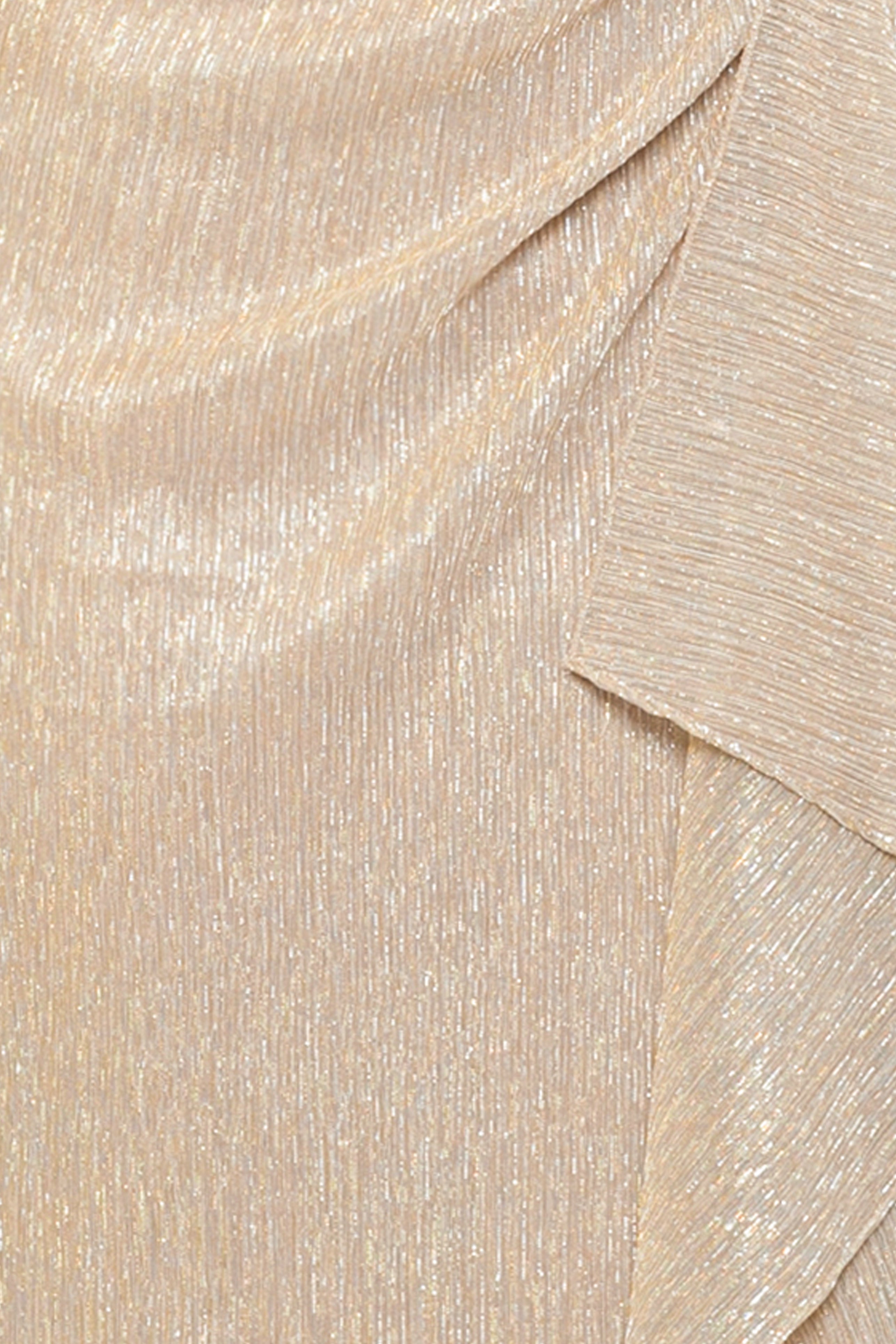 "Maggie" Long Pleated Metallic V-Neck Dress