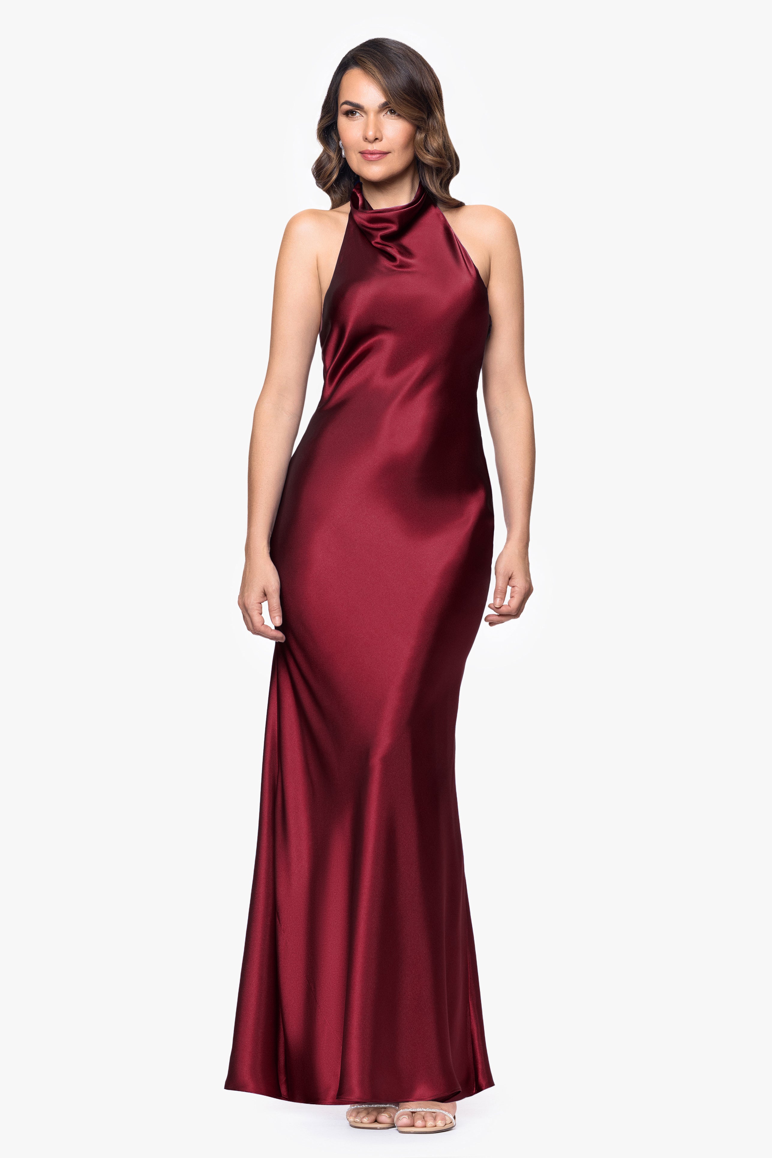 "Shannon" Halter Necktie Floor Length Dress
