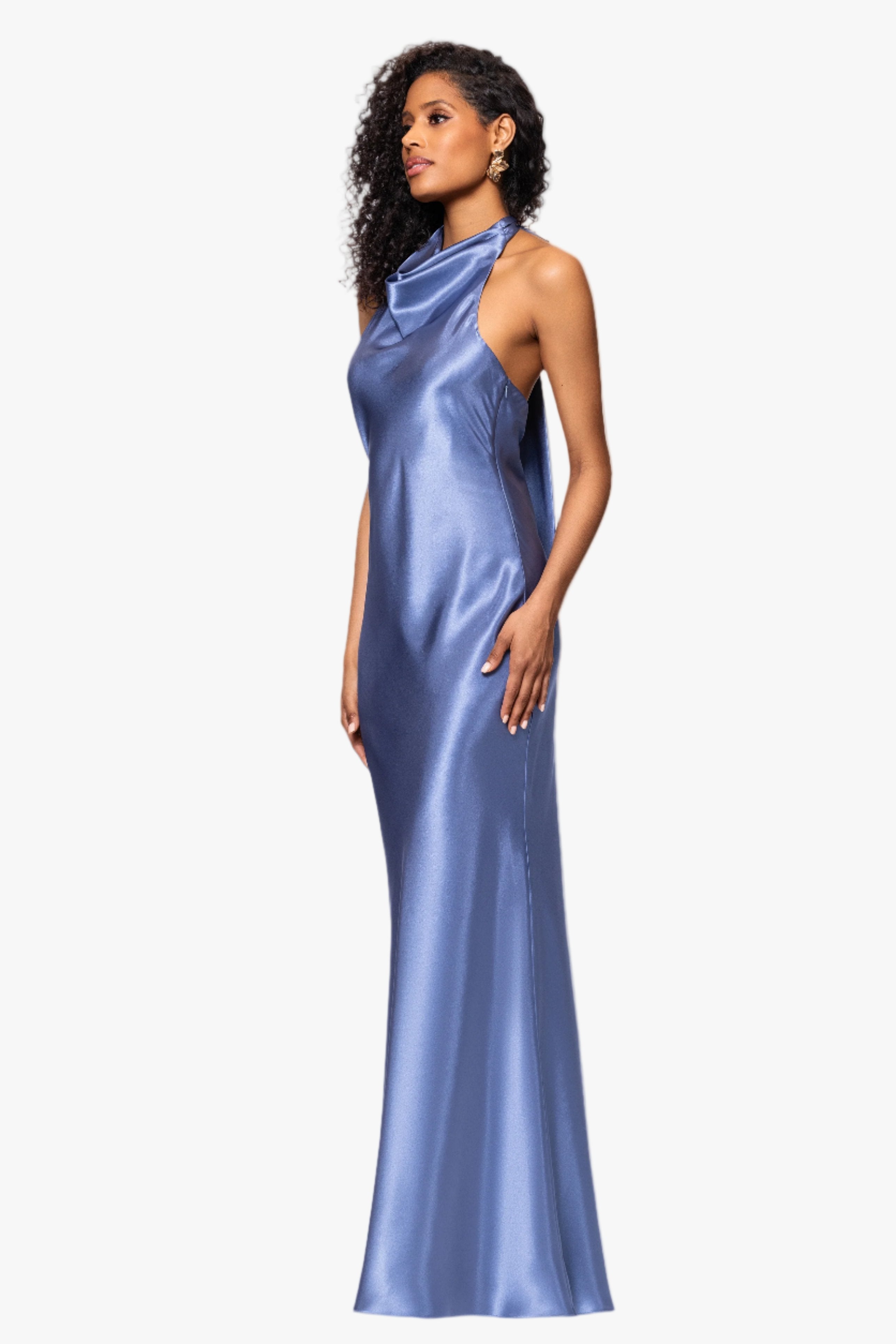 "Shannon" Halter Necktie Floor Length Dress