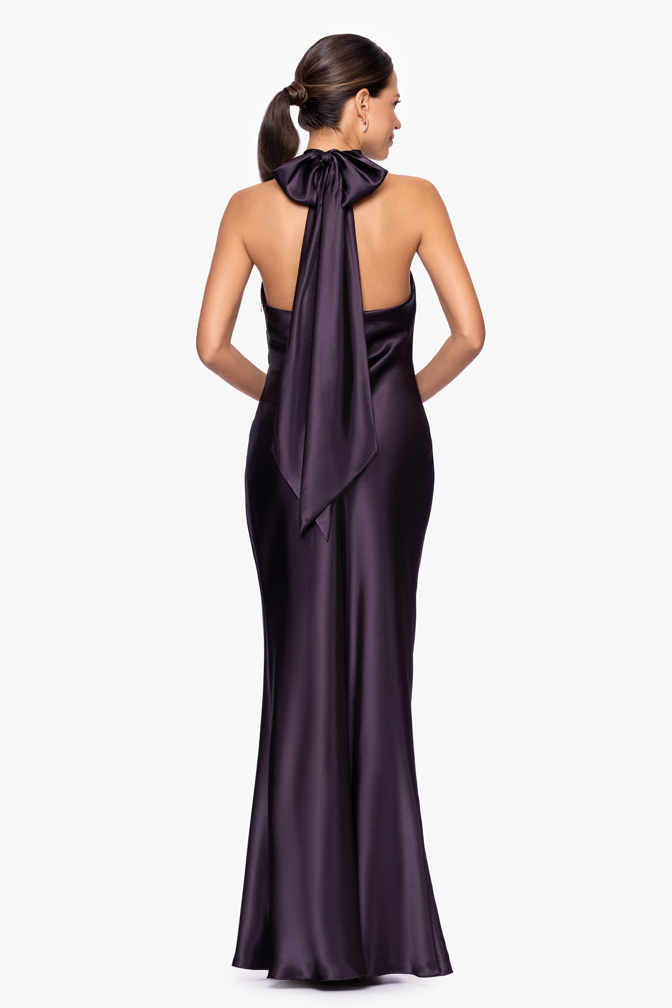 "Shannon" Halter Necktie Floor Length Dress