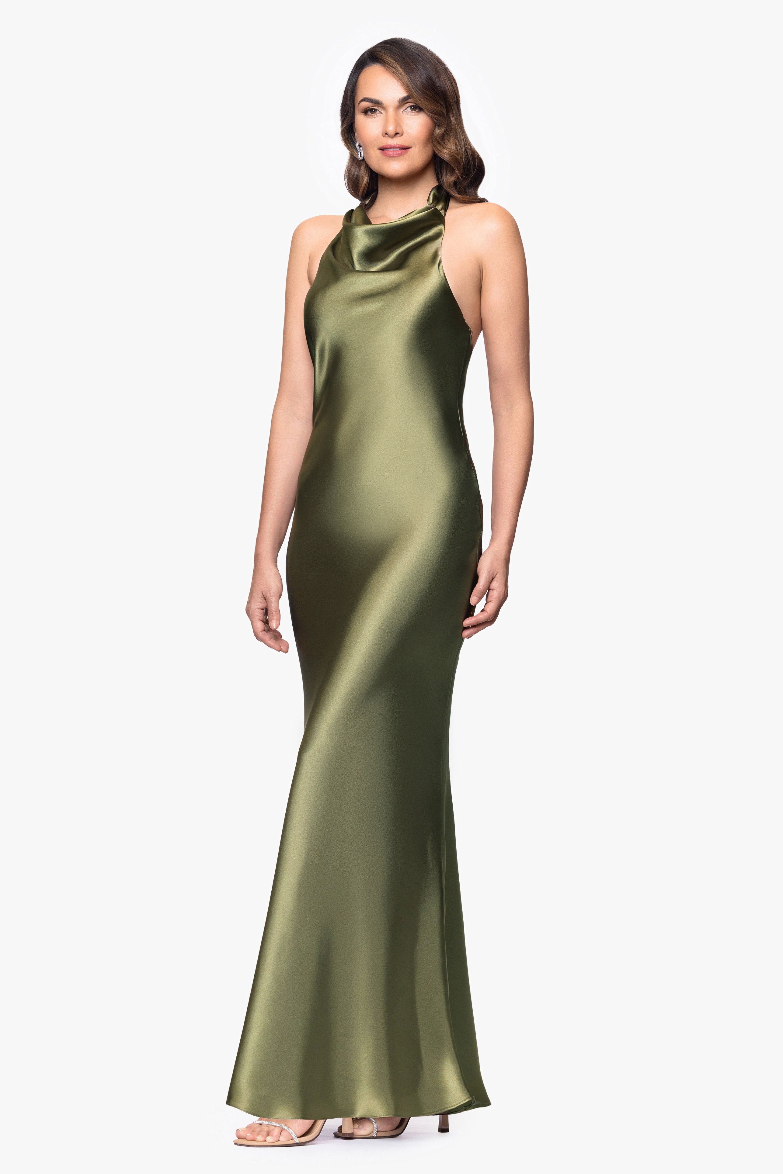 "Shannon" Halter Necktie Floor Length Dress