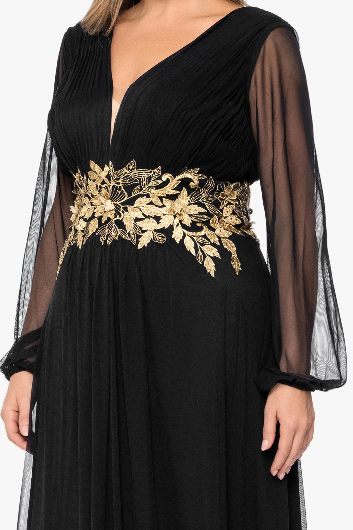 Plus "Rebecca" Mesh Long Sleeve Dress