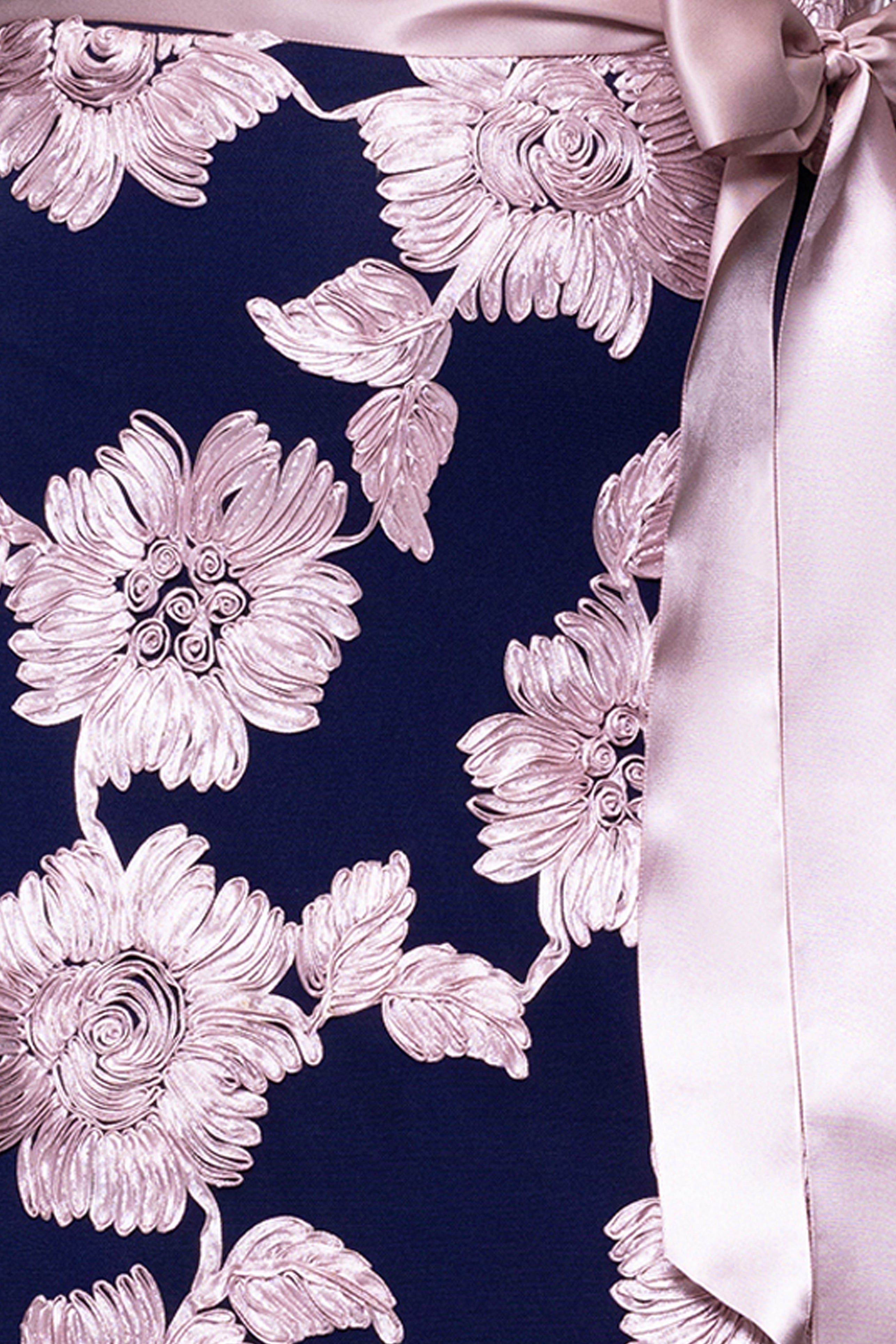 "Juliana" Soutache Mesh Long Sleeve Floor Length Dress