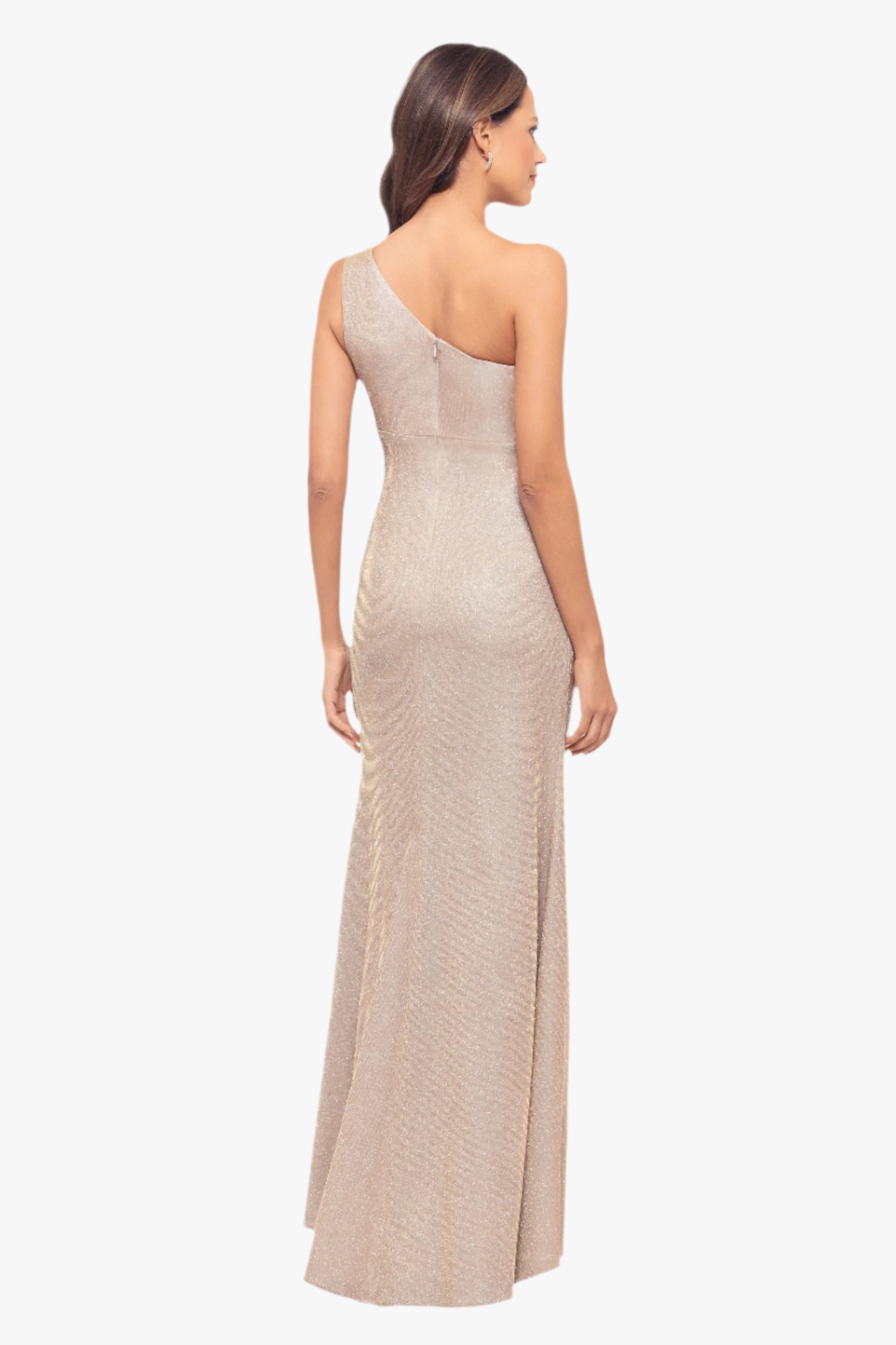 "Phoebe" Galaxy Knit One Shoulder Flower Floor Length Dress