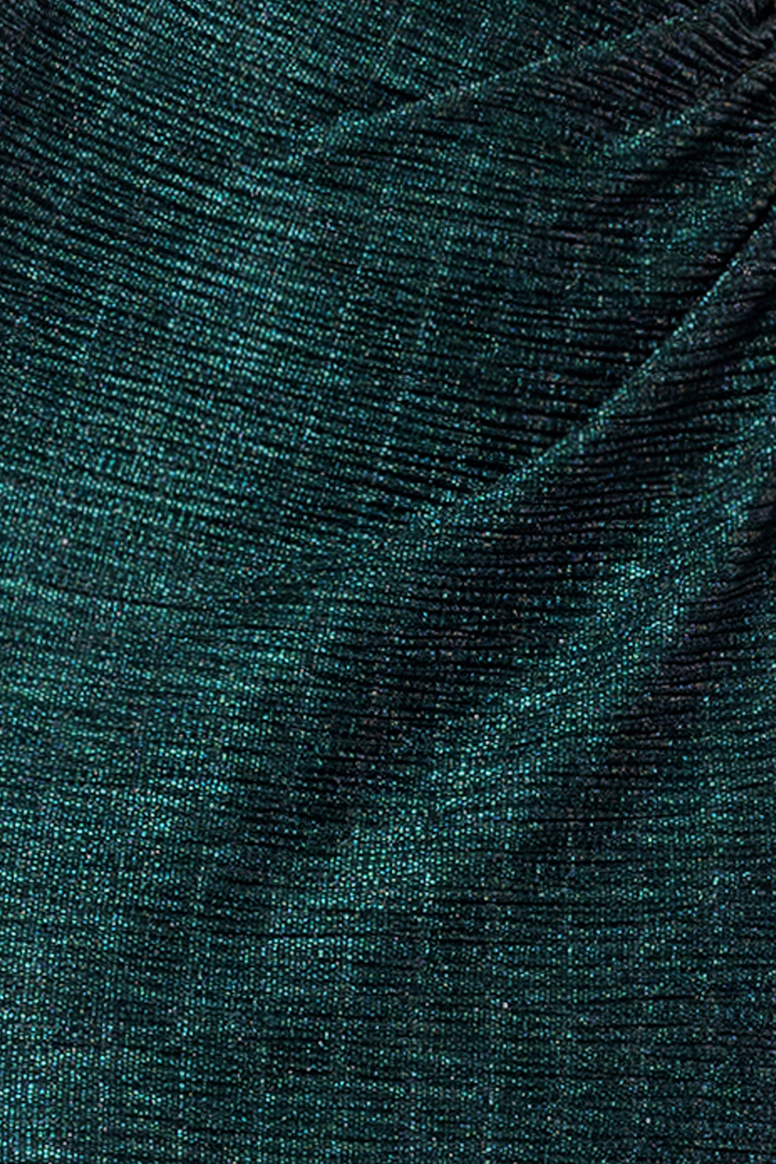 Petite "Bethany" Crinkle Metallic Rouched Floor Length Dress