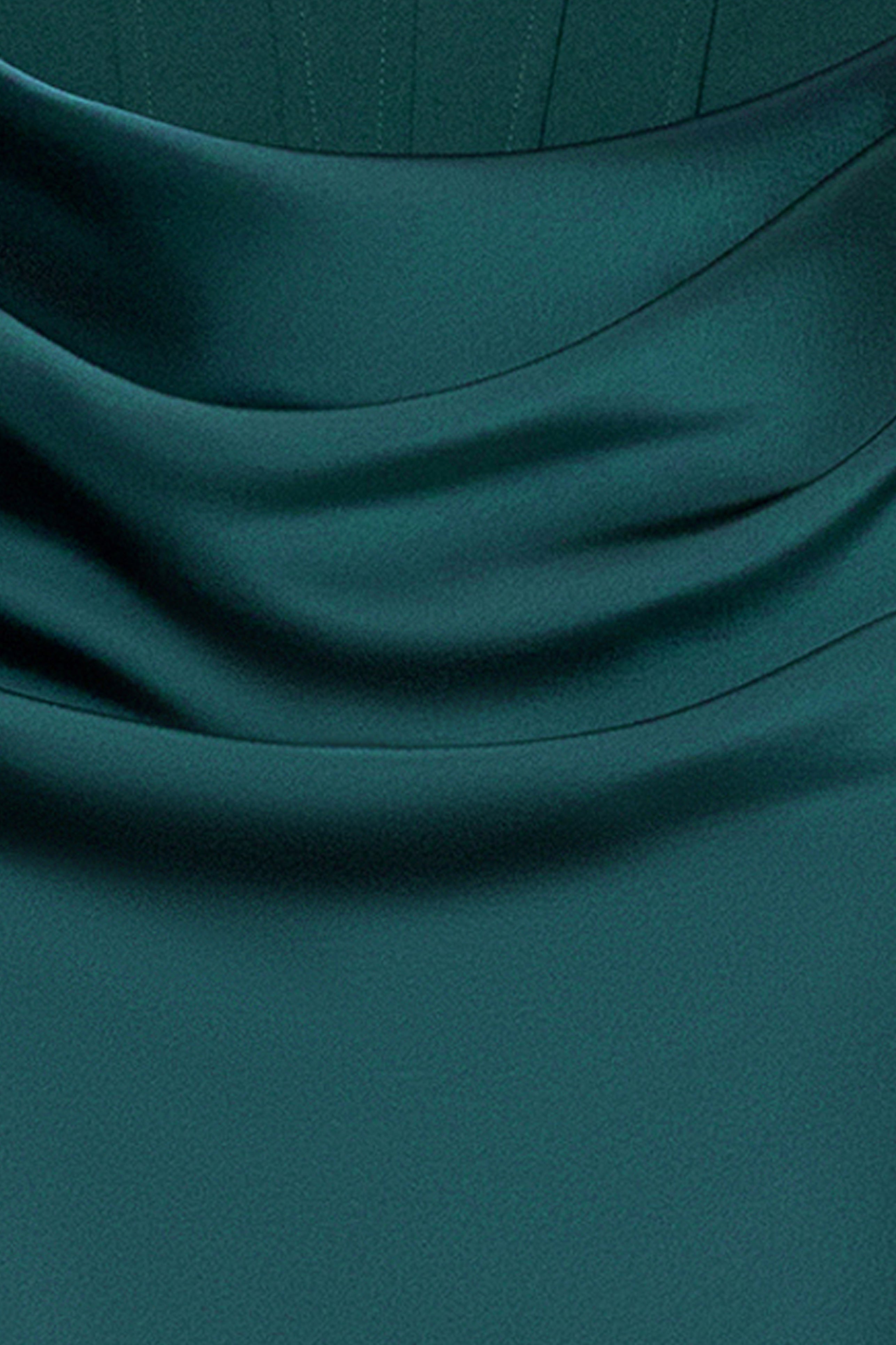 "Debra" Long Strapless Scuba Crepe and Satin Gown