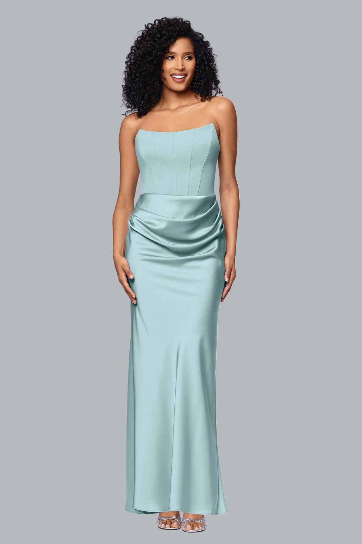 "Debra" Scuba Crepe & Satin Strapless Dress