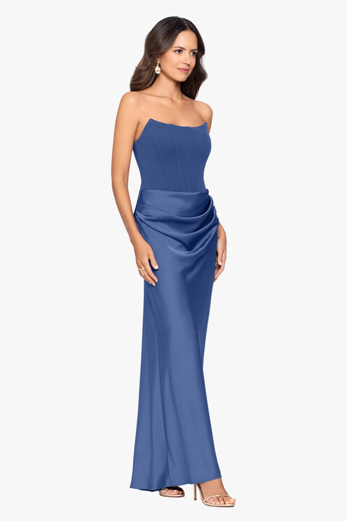 "Debra" Scuba Crepe & Satin Strapless Dress