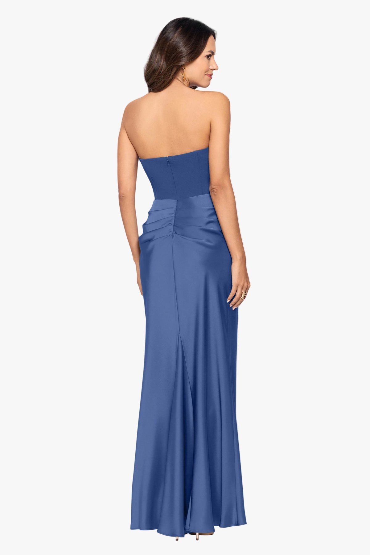 "Debra" Scuba Crepe & Satin Strapless Dress