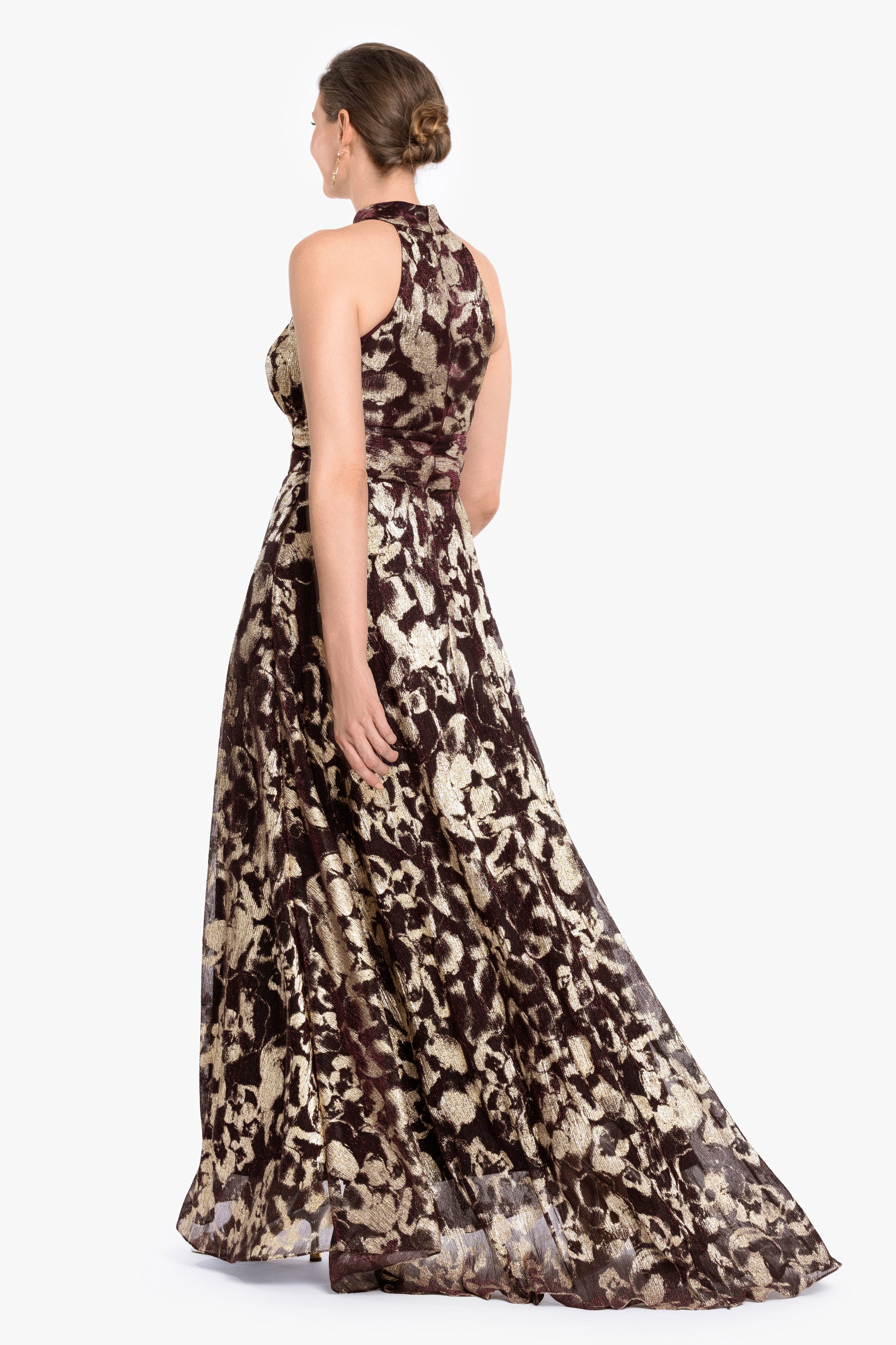 "Alara" Metallic Halter Neck Dress