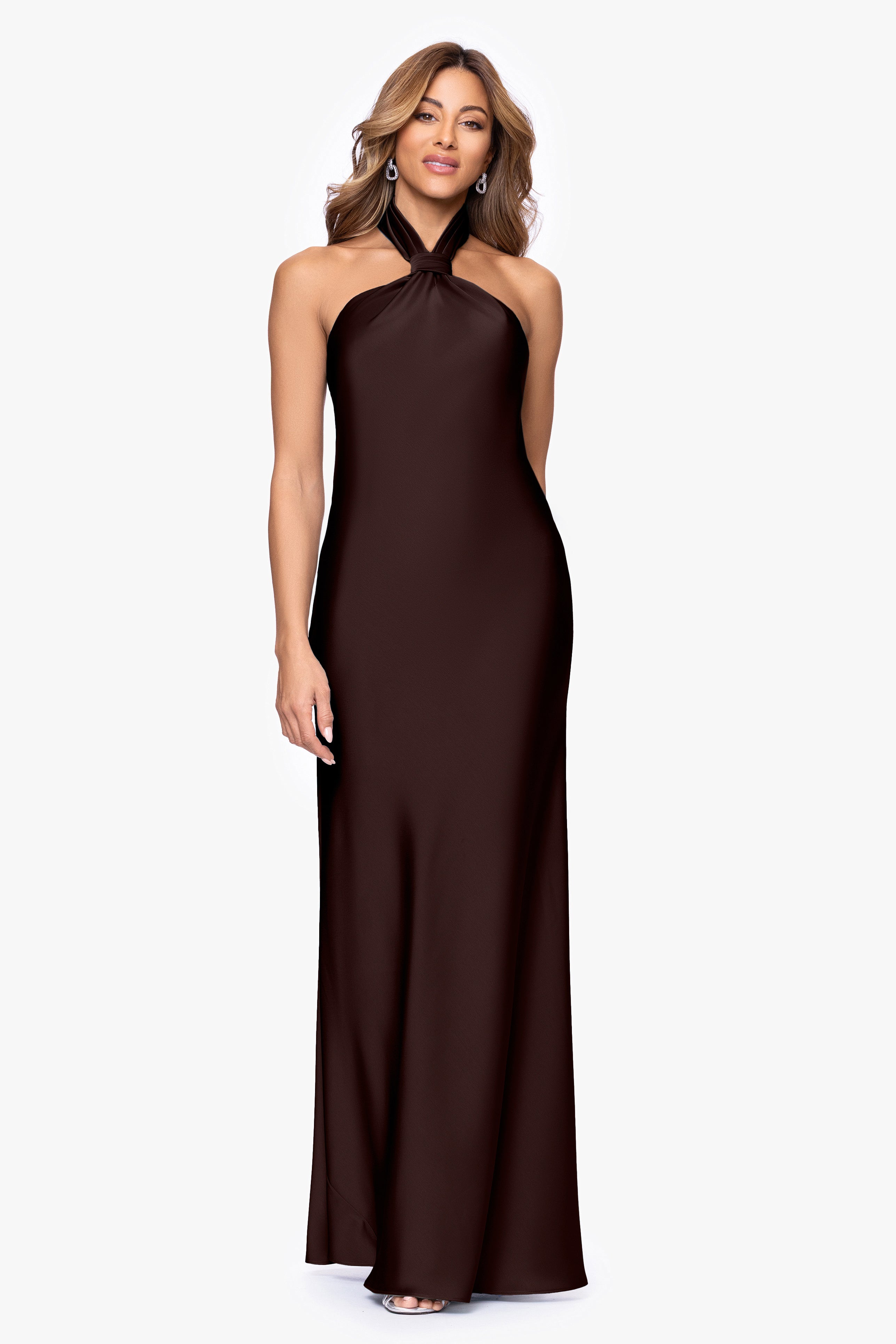 "Esmerelda" Satin Double Knotted Halter Neck Dress