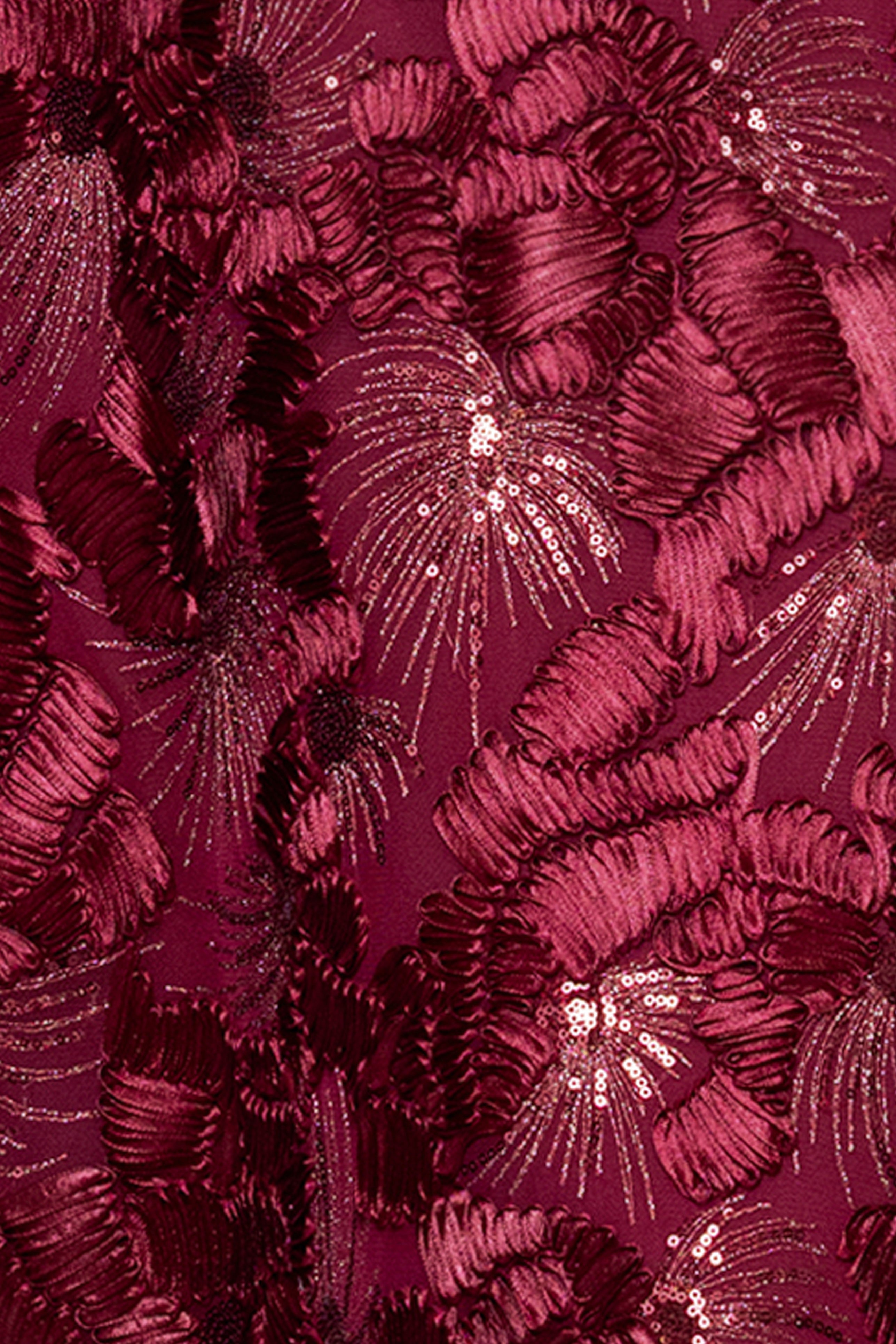 "Fabiana" Halter Neck Soutache and Sequin Floor Length Dress