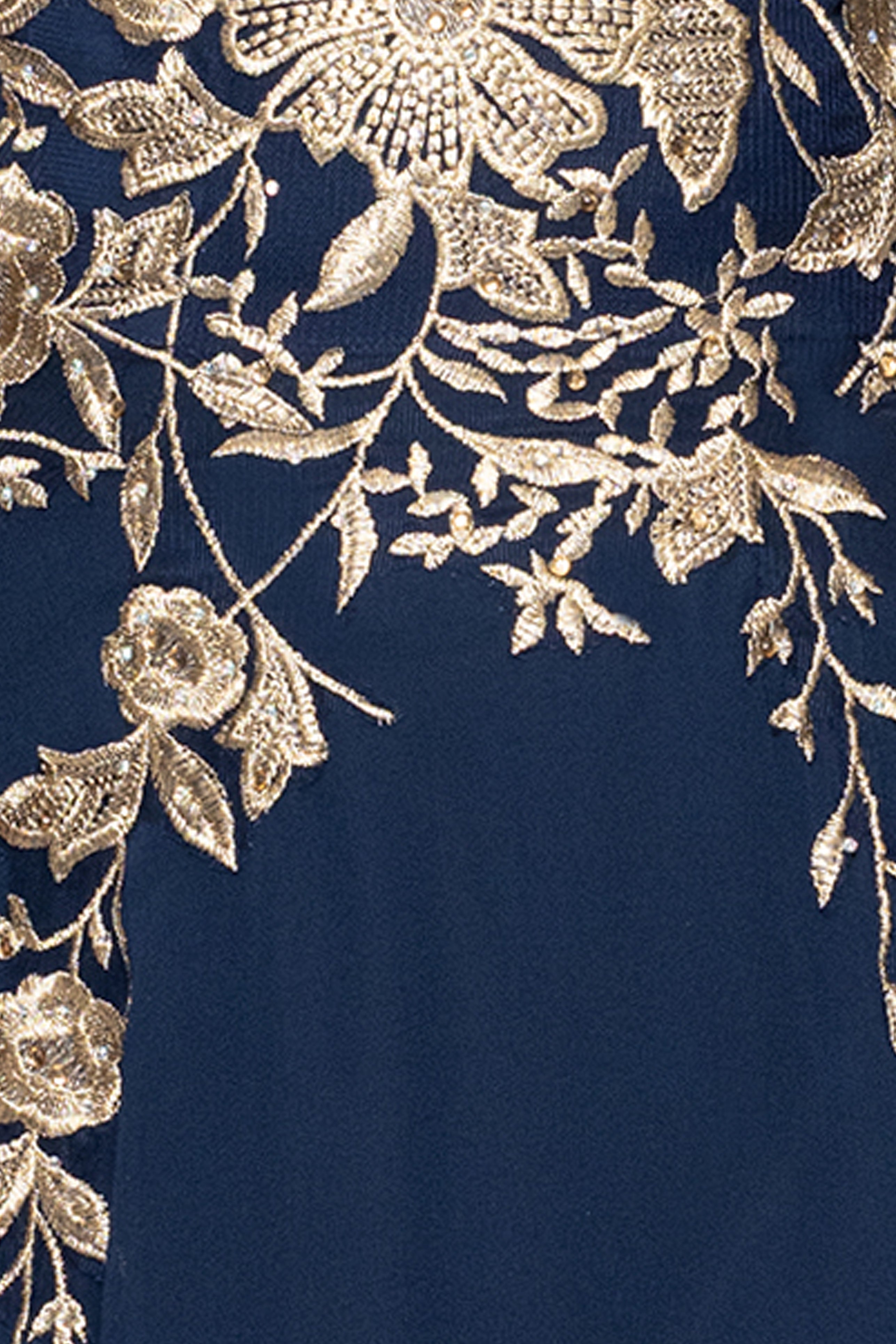 Plus "Maeve" Chiffon Embroidered Bodice Floor Length Dress