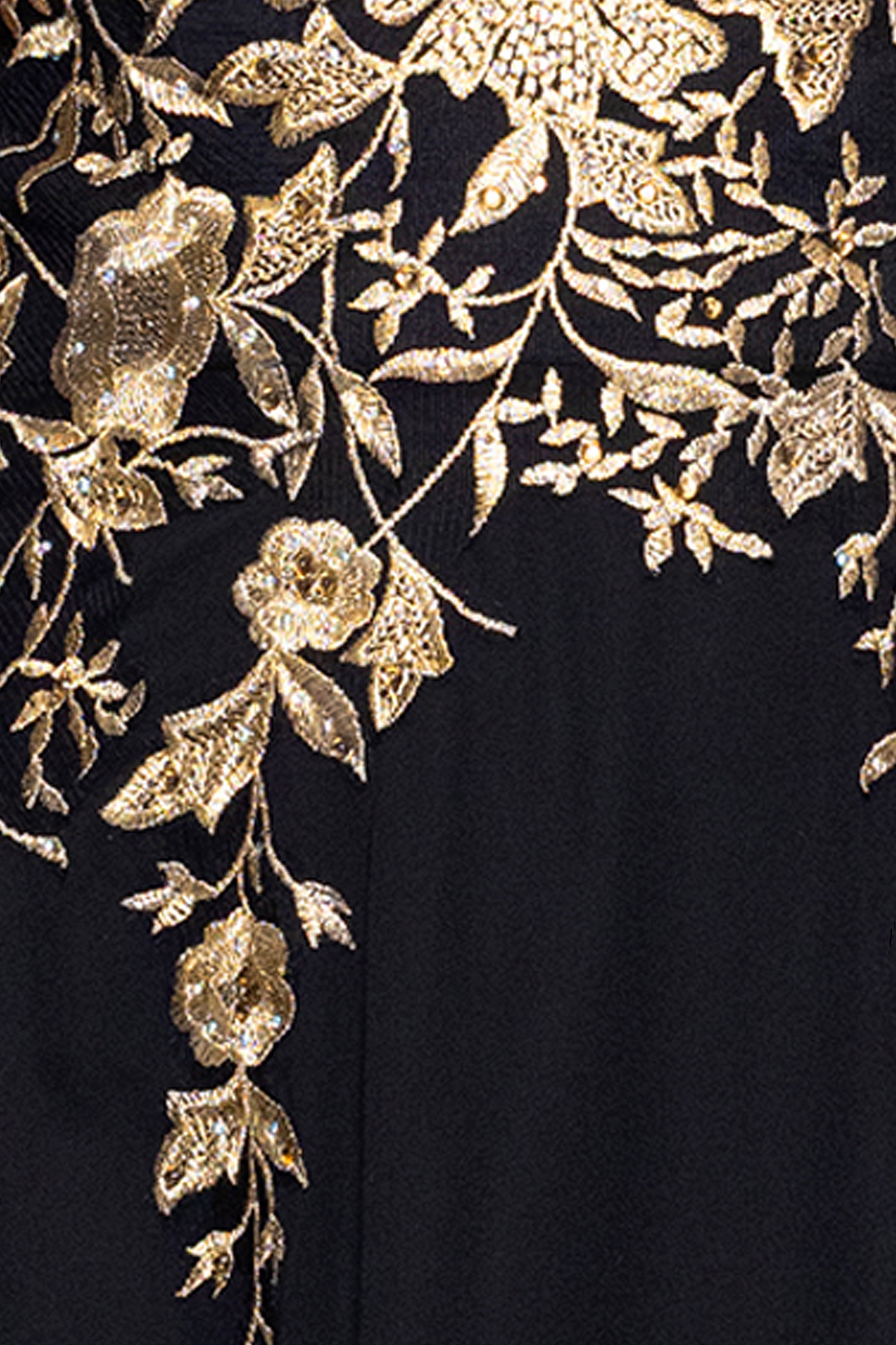 Petite "Maeve" Chiffon Embroidered Bodice Floor Length Dress