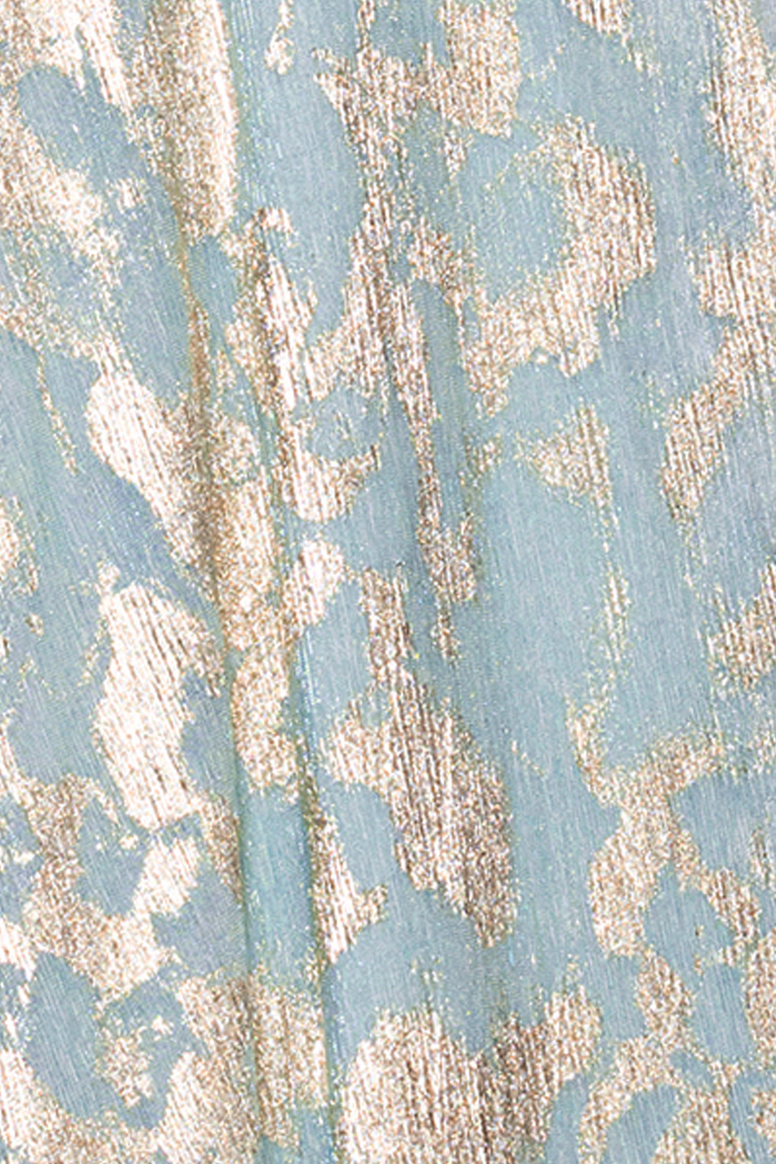 Plus "Melanie" Foil Knit V-Neck Long Sleeve Floor Length Dress