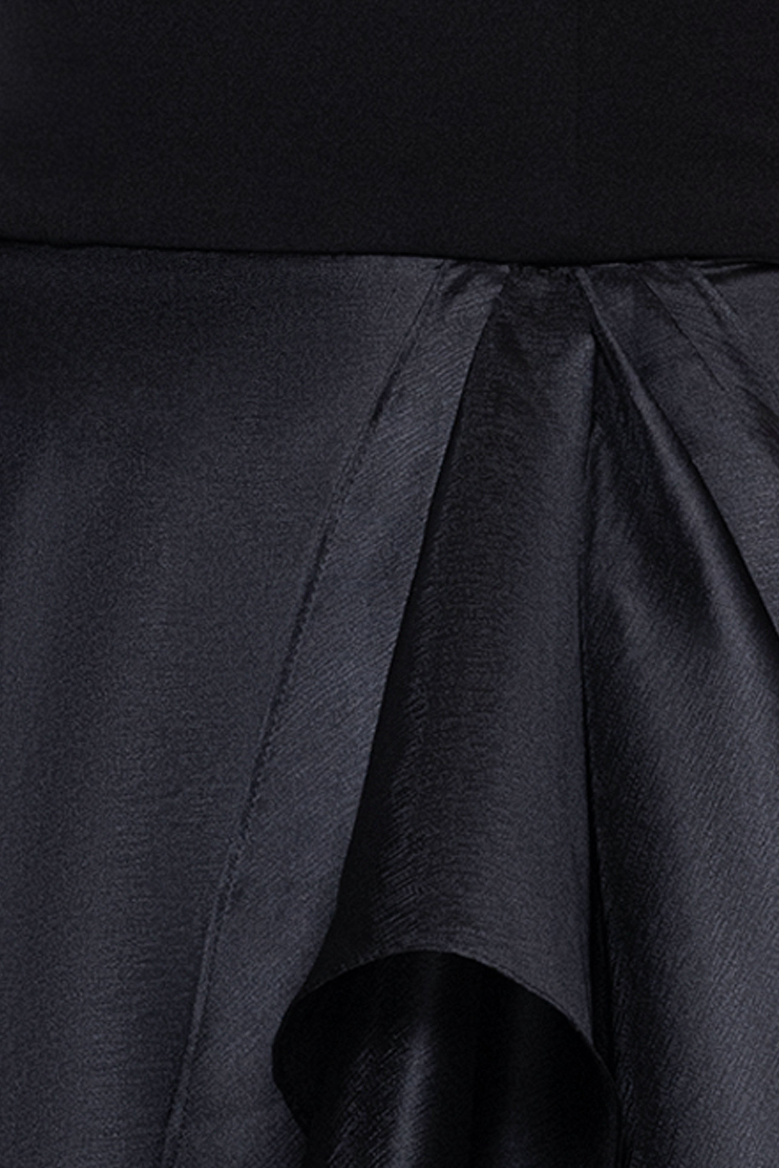 Petite "Josephine" Scuba Crepe and Organza Floor Ruffle Floor Length Dress