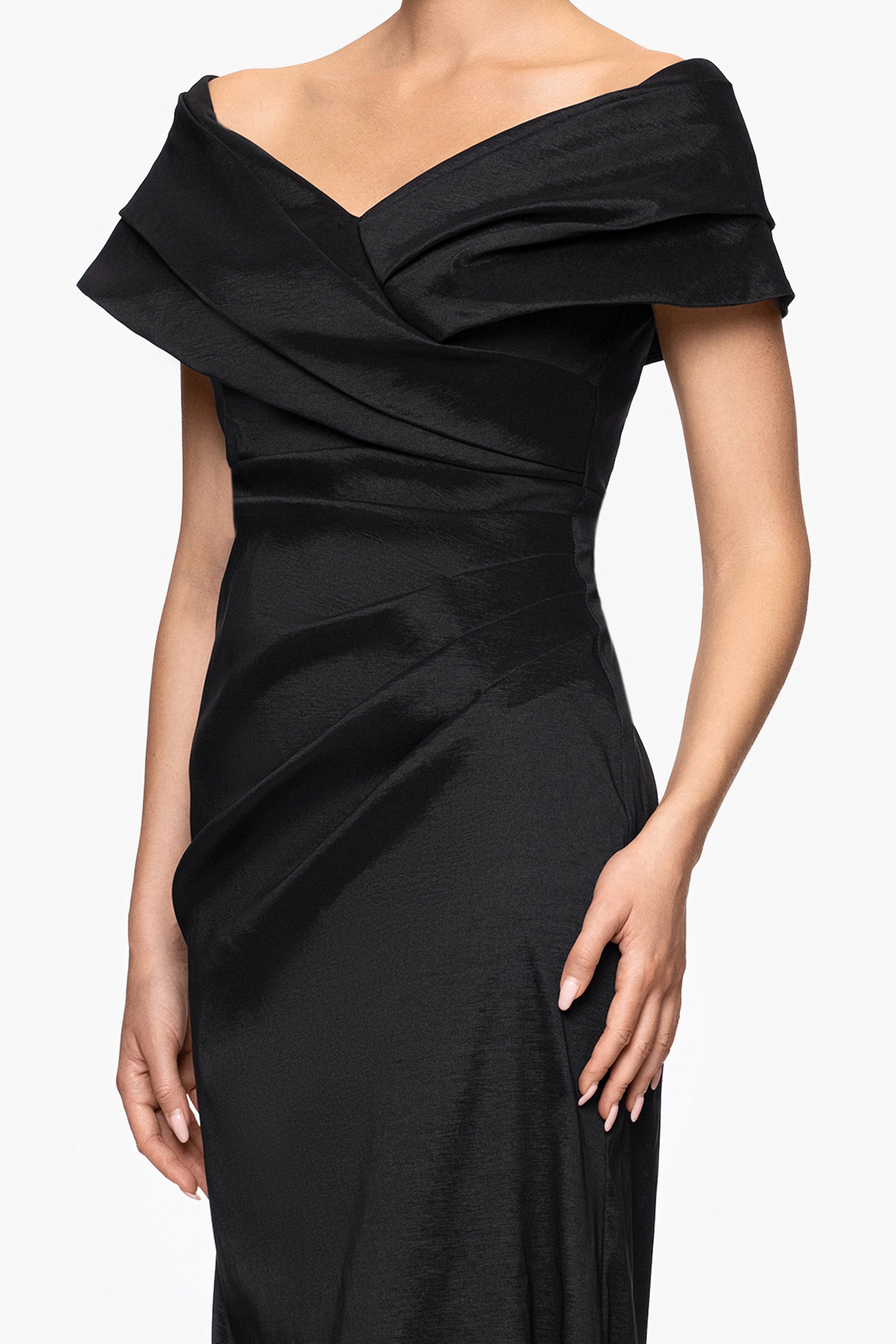 "Raquel" Taffeta Off the Shoulder Floor Length Dress