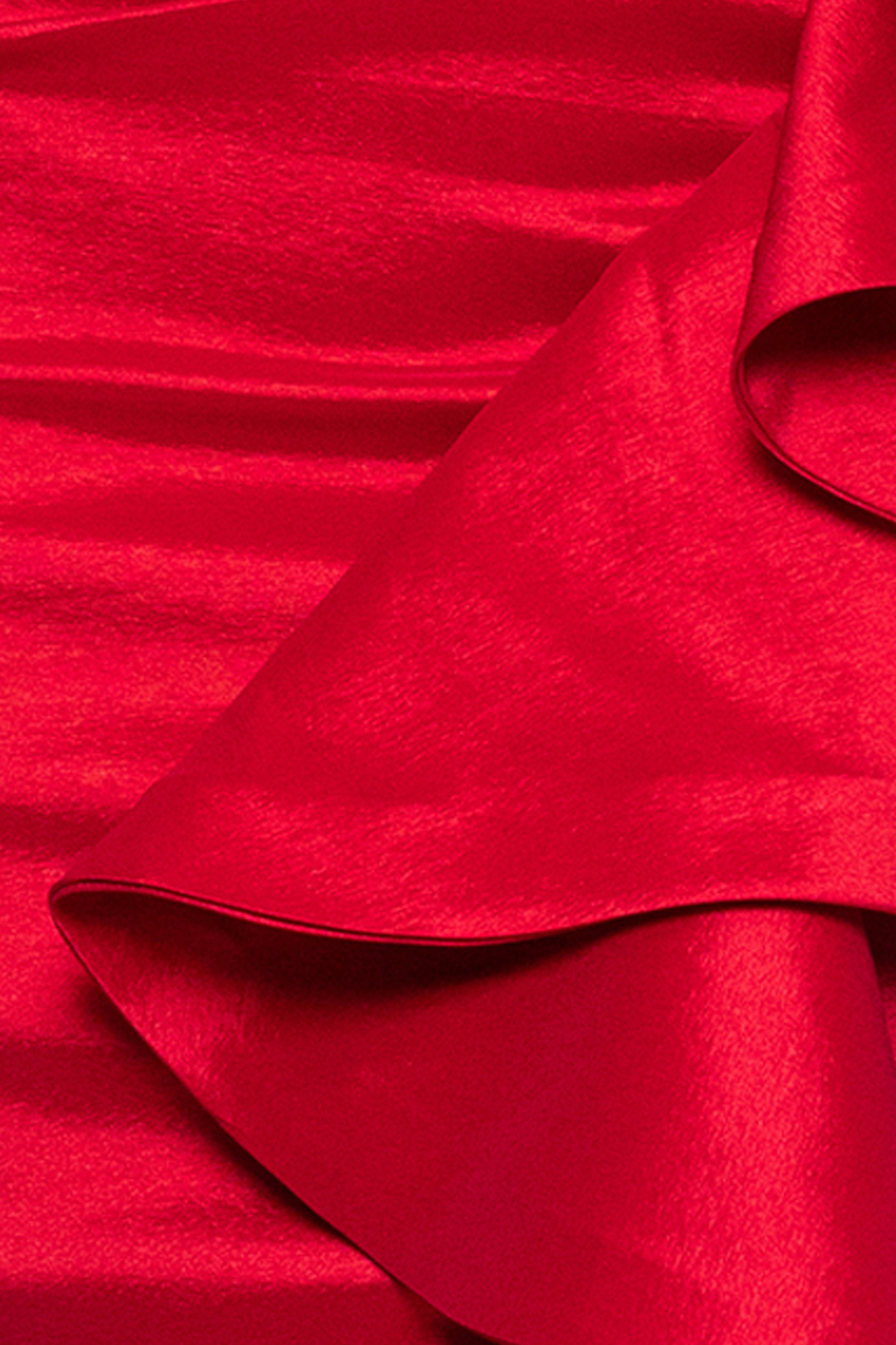 "Rowan" Taffeta Strapless Ruffle Floor Length Dress