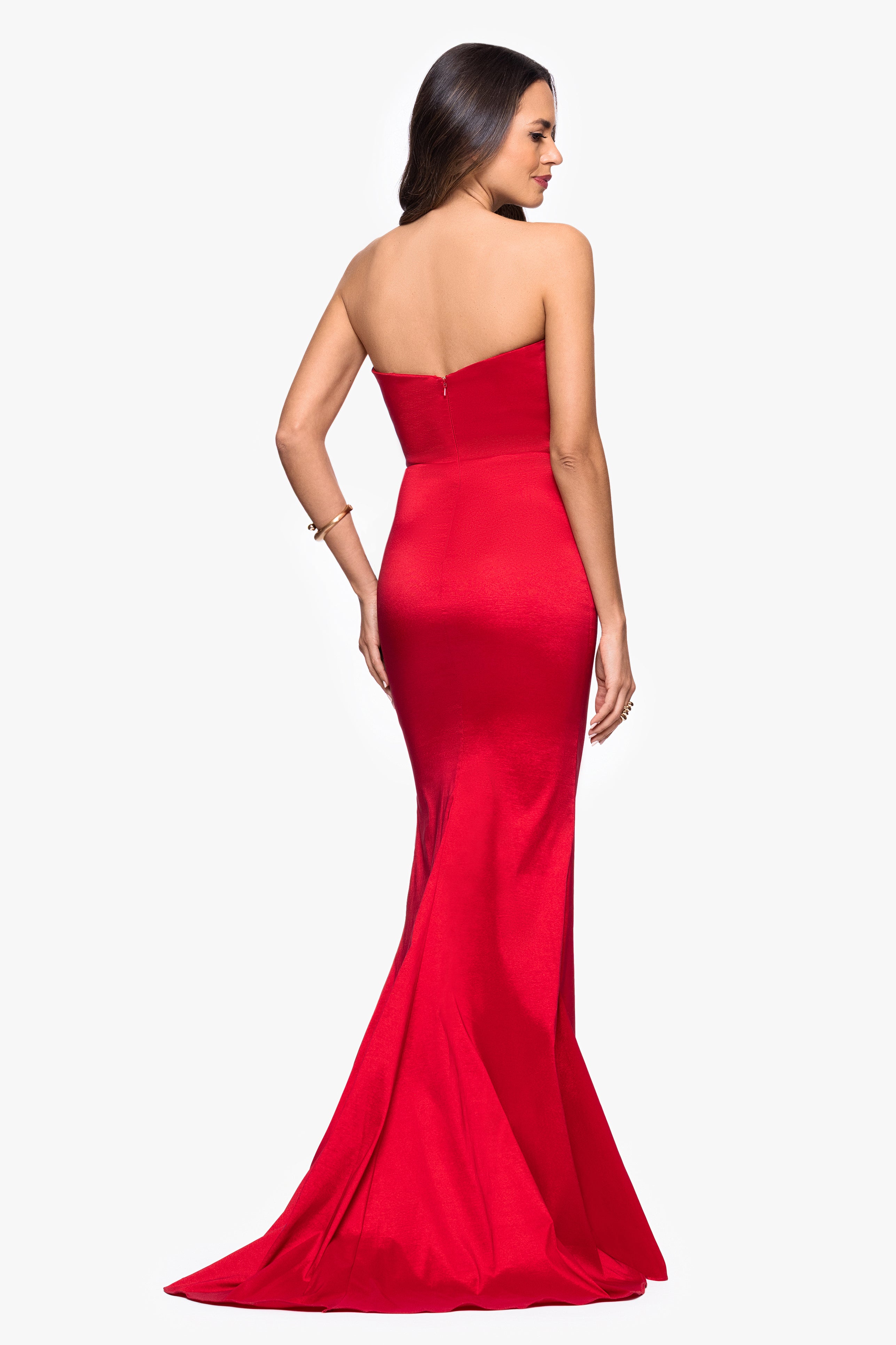 "Rowan" Taffeta Strapless Ruffle Floor Length Dress