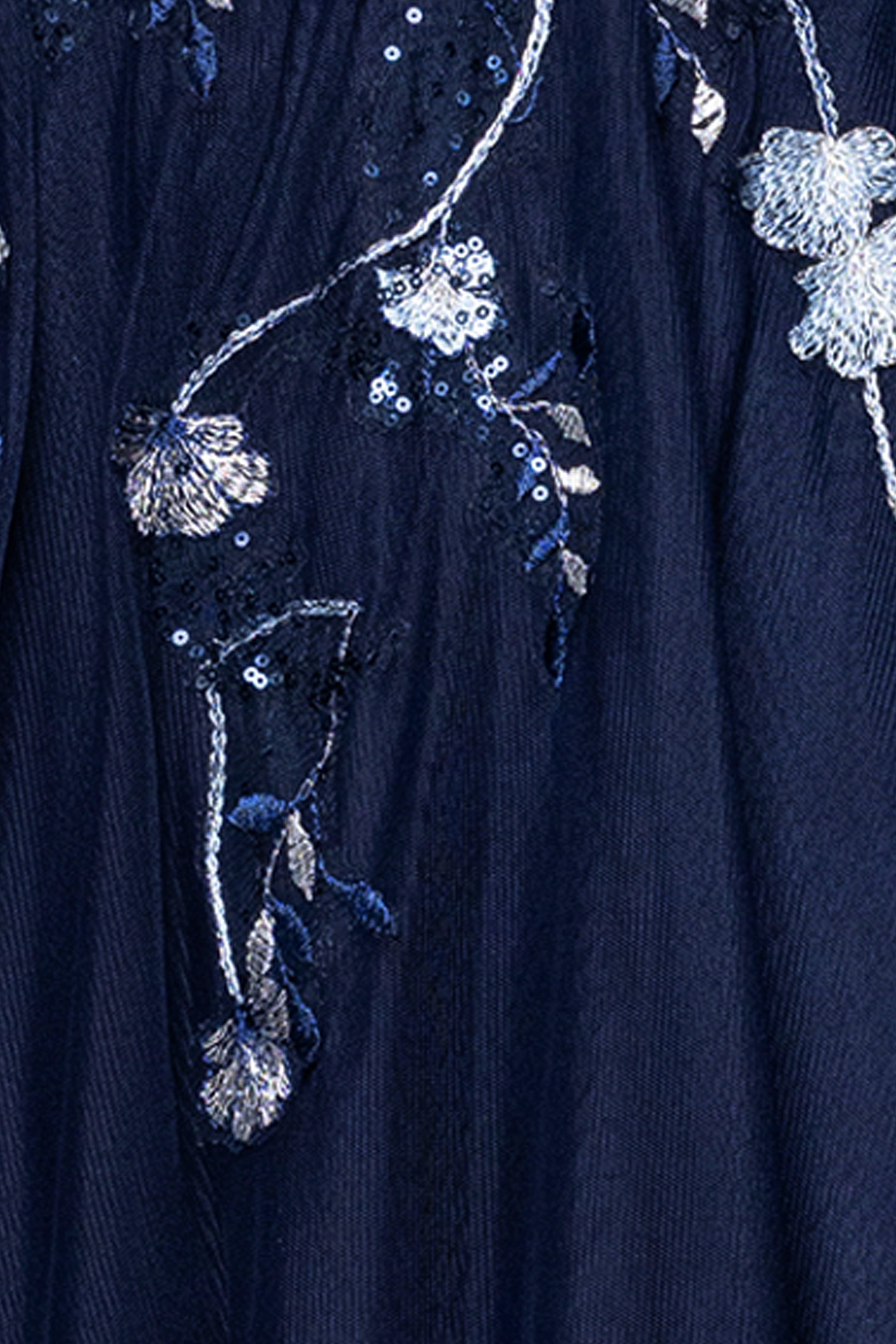 "Aubrey" Mesh Sequin Embellished Short Sleeve Floor Length Dress