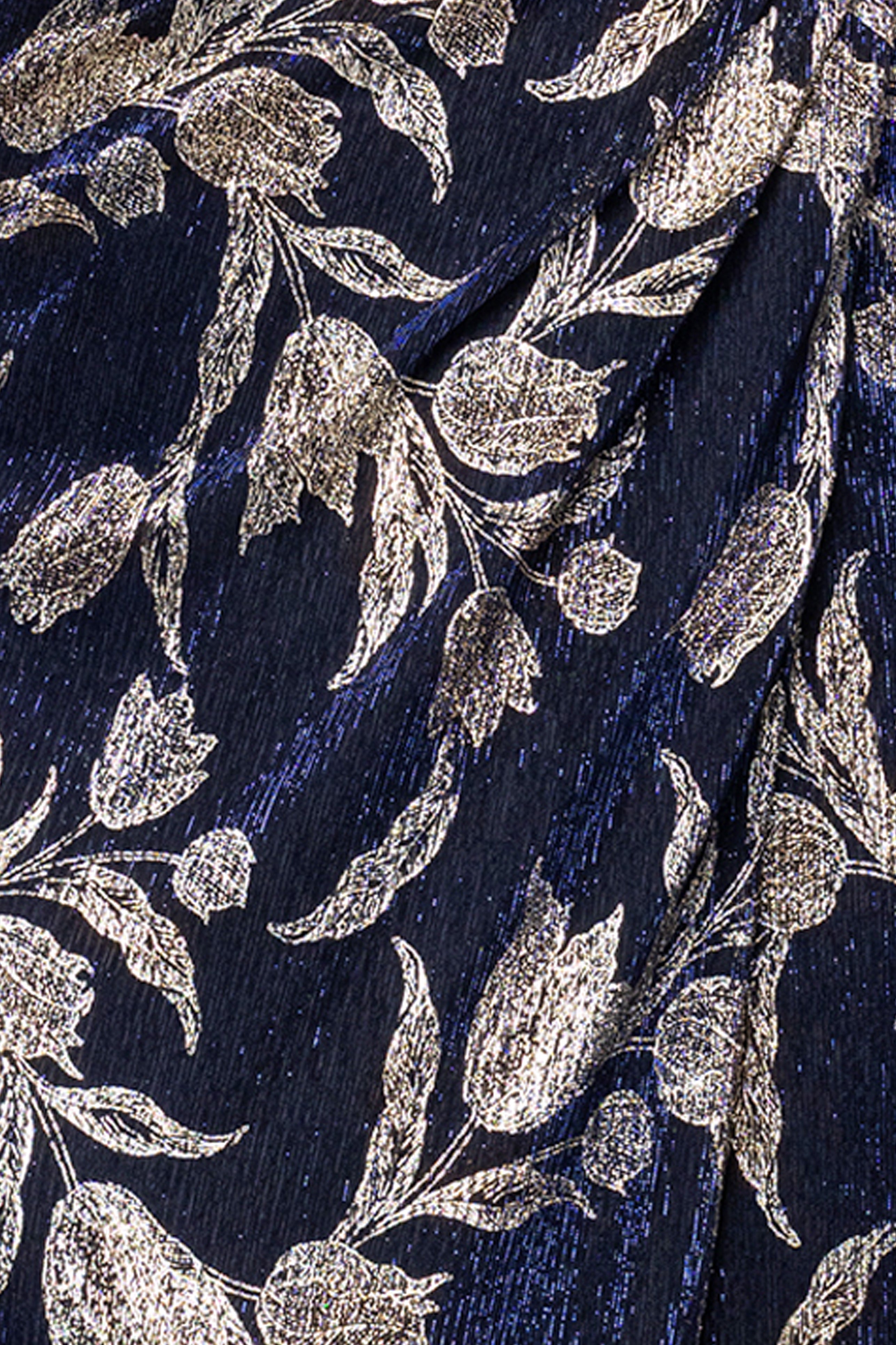 "Vanna" Foil Print Scoop Neck Floor Length Dress