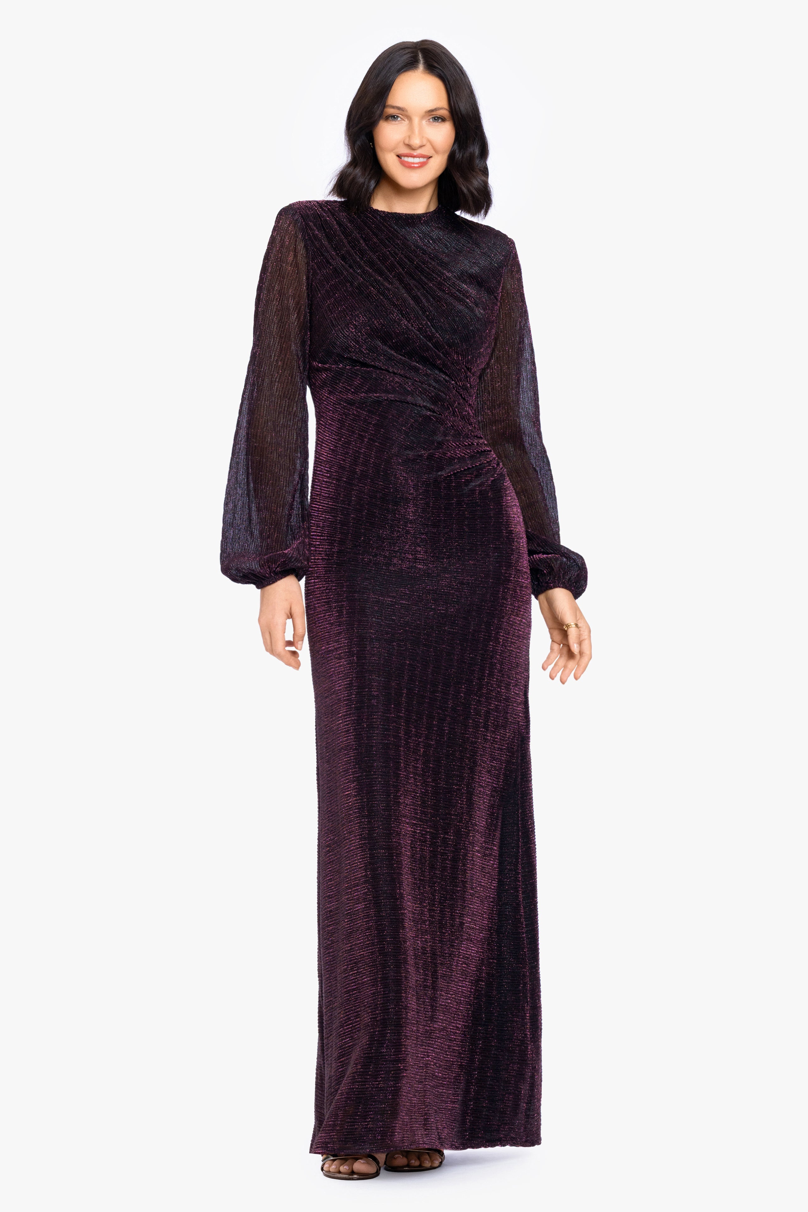 "Jayline" Metallic Long Sleeve Dress