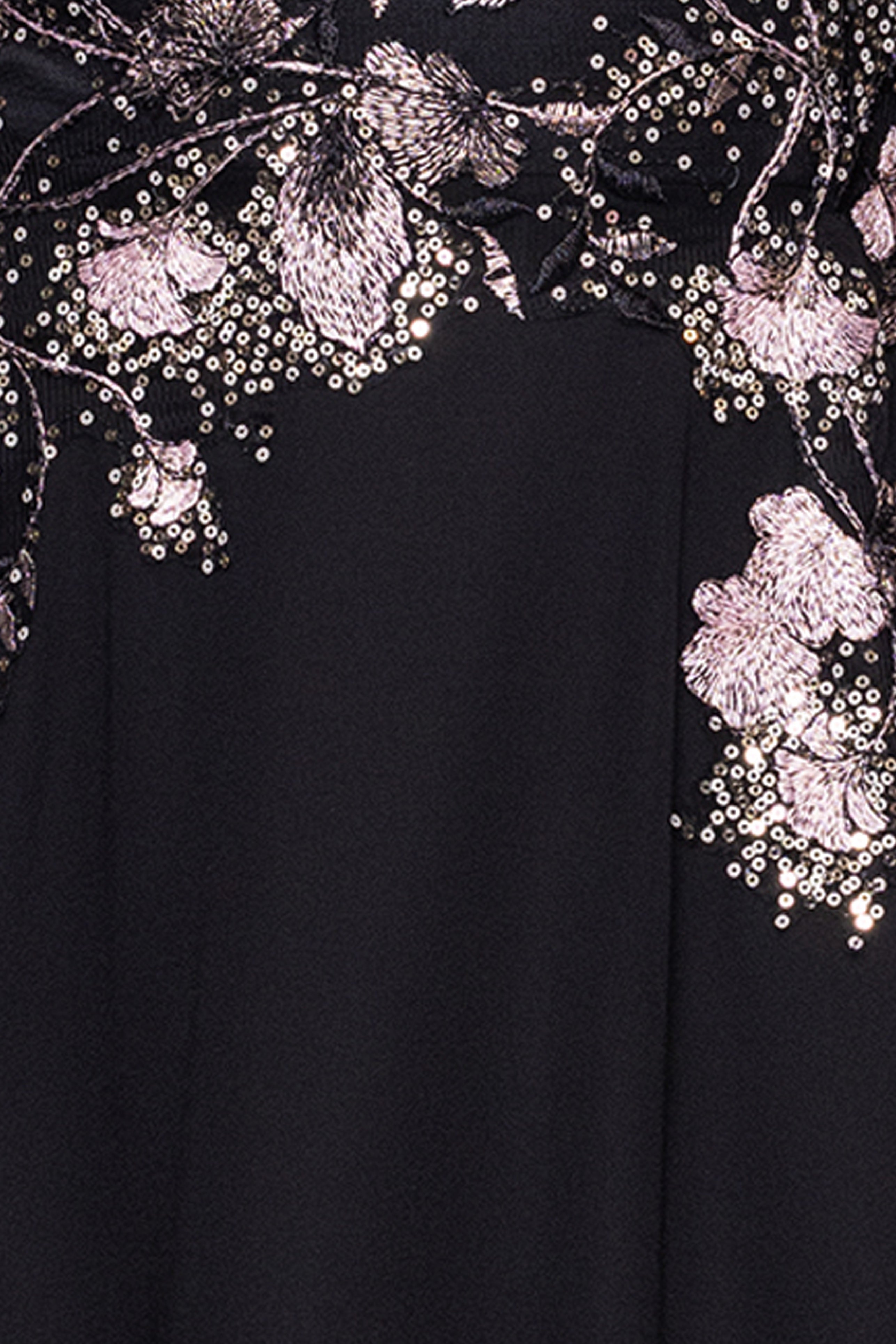 "Maryse" Chiffon Embroidered Bodice Floor Length Dress